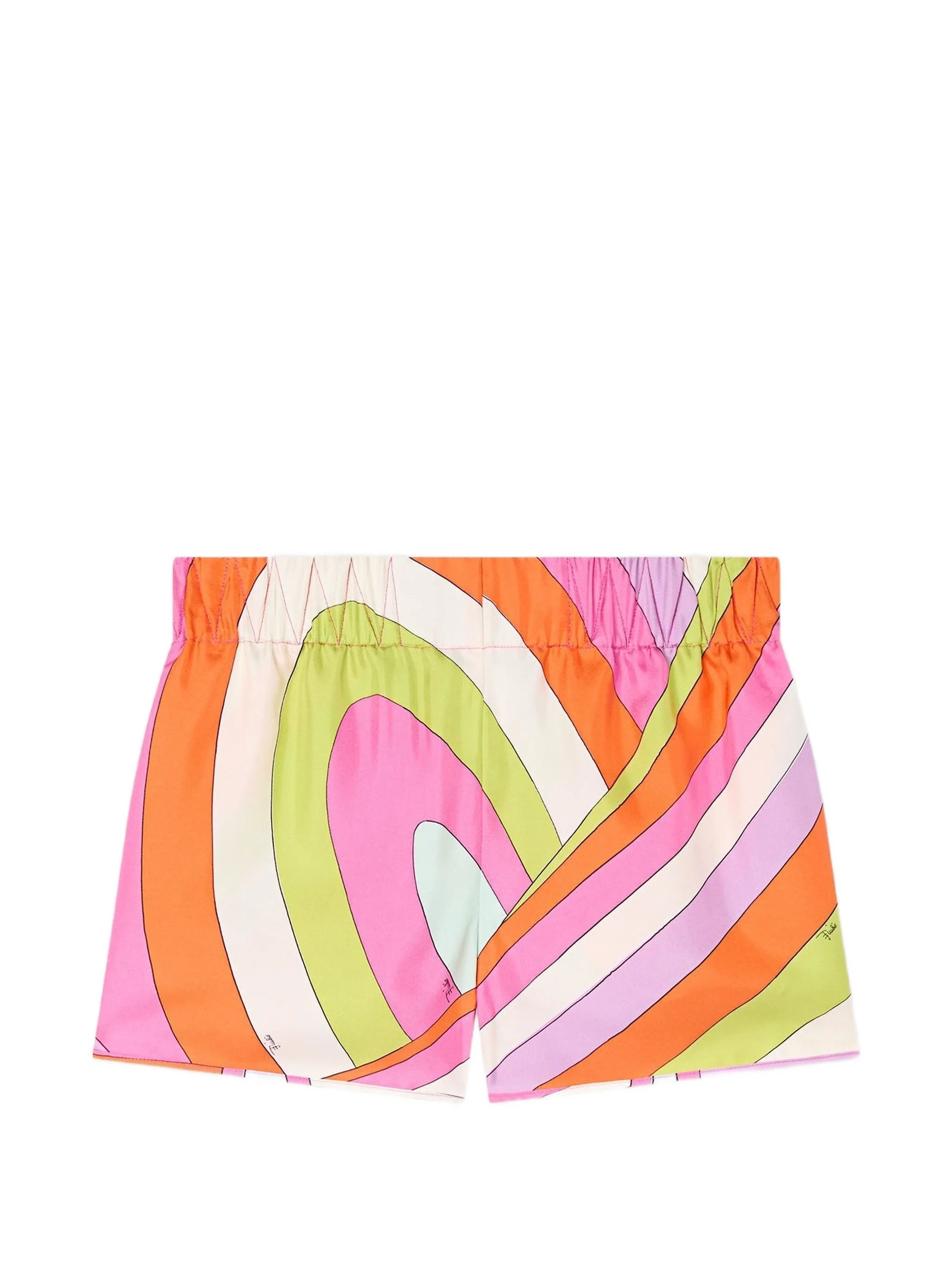 Iride print silk shorts