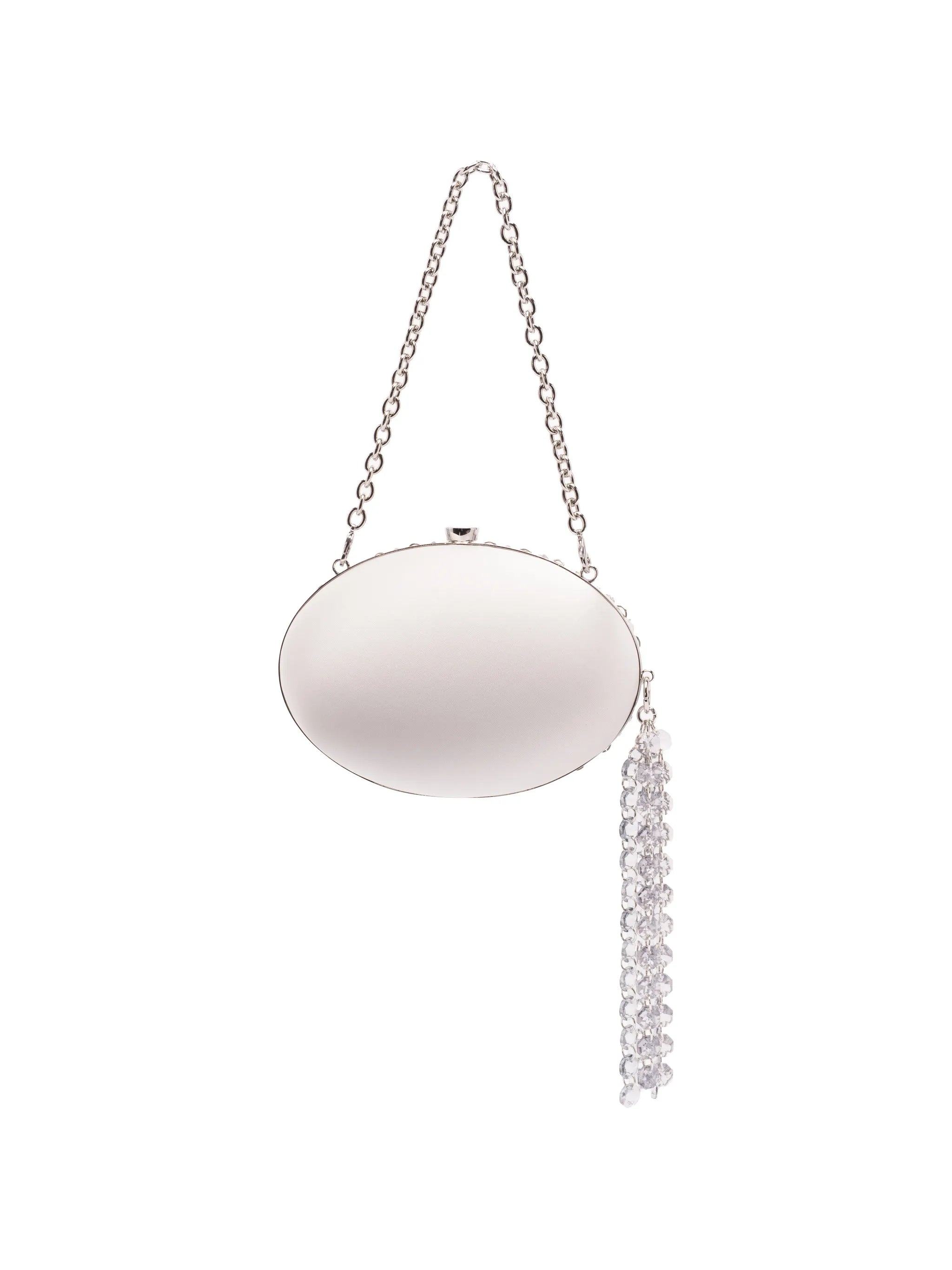 oval crystal chain clutch bag