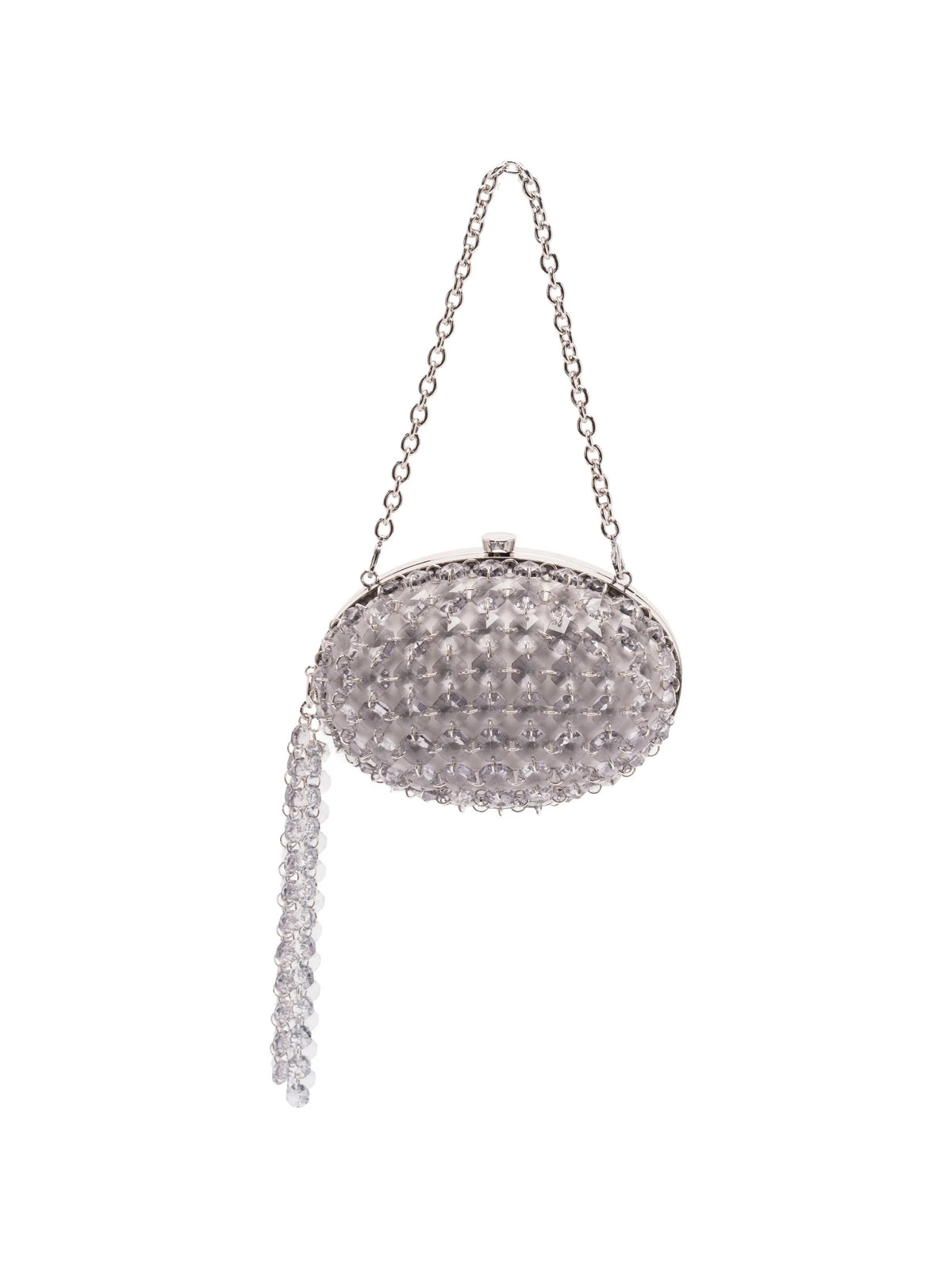 oval crystal chain clutch bag