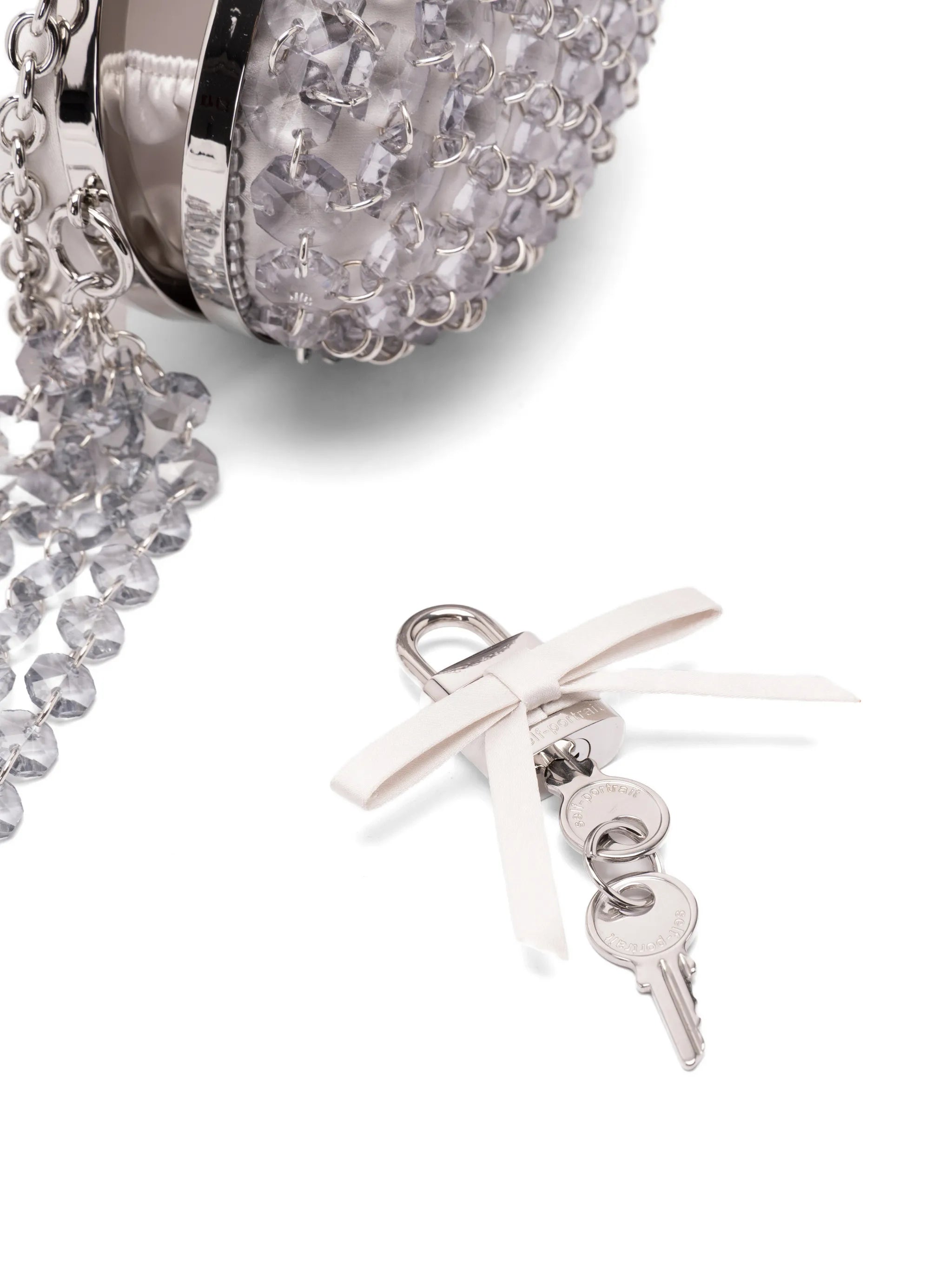 oval crystal chain clutch bag