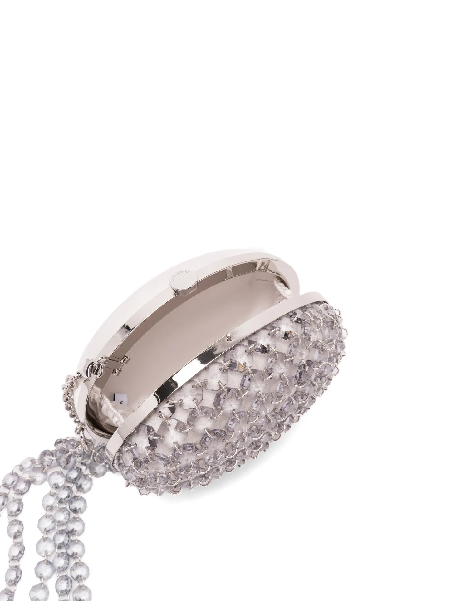 Oval crystal-chain clutch bag