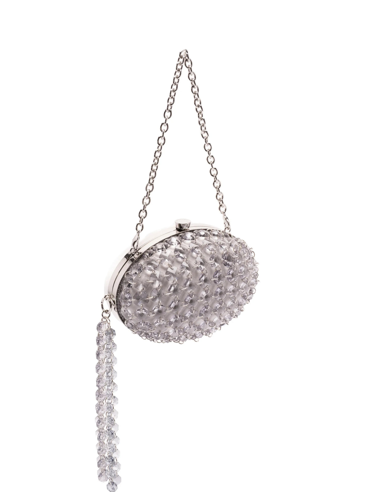 oval crystal chain clutch bag