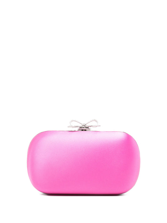 Bow-detail satin clutch bag