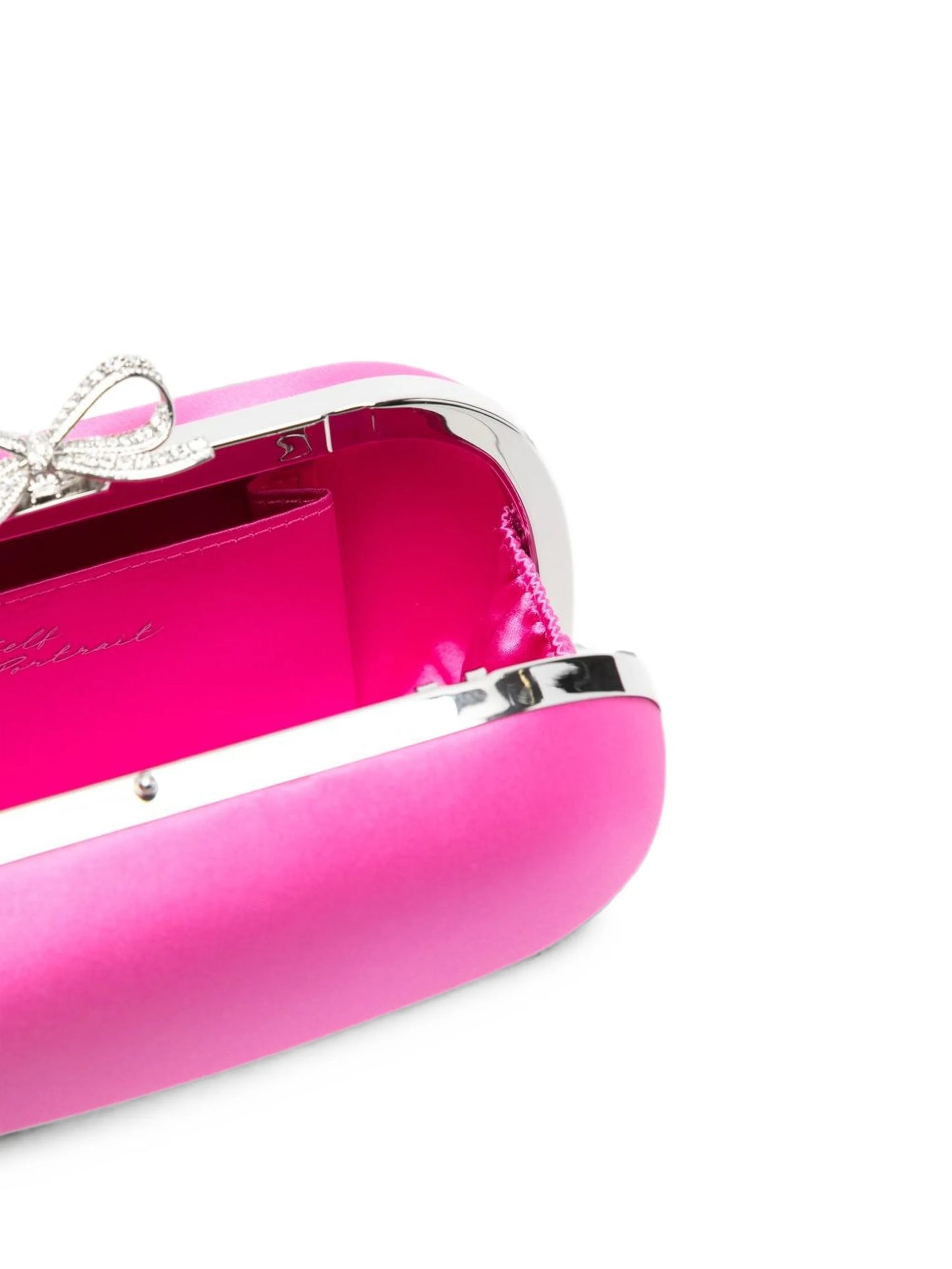 Bow-detail satin clutch bag