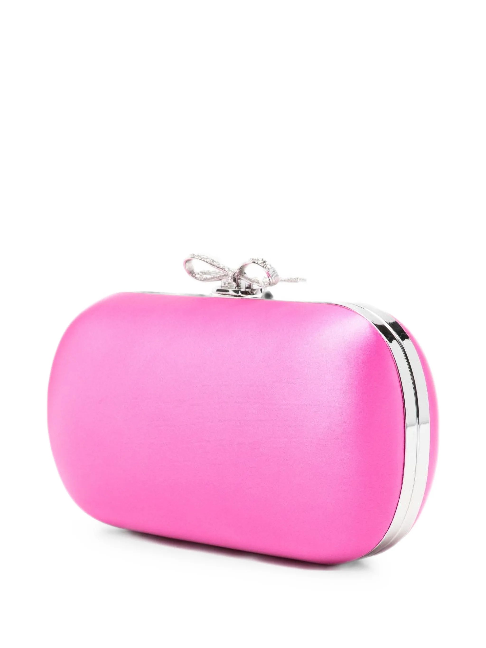 Bow-detail satin clutch bag
