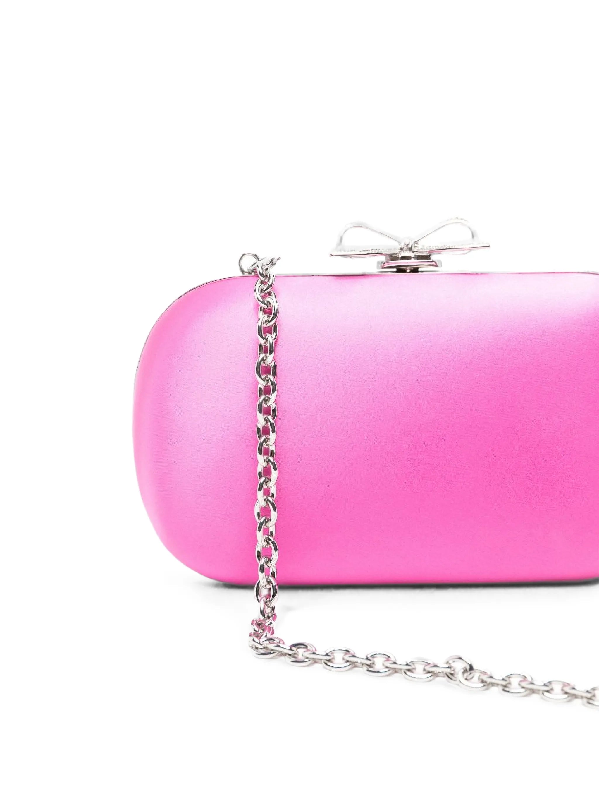 Bow-detail satin clutch bag