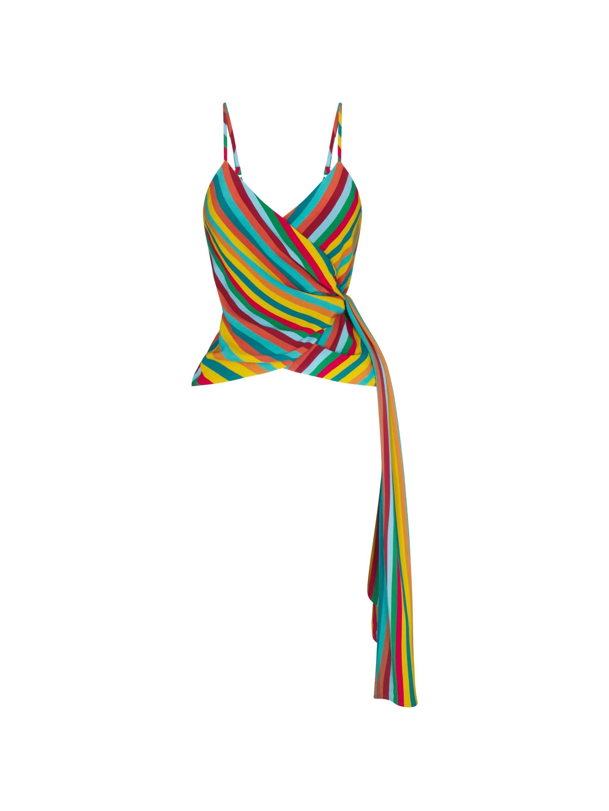 Marlowe striped wrap tank top