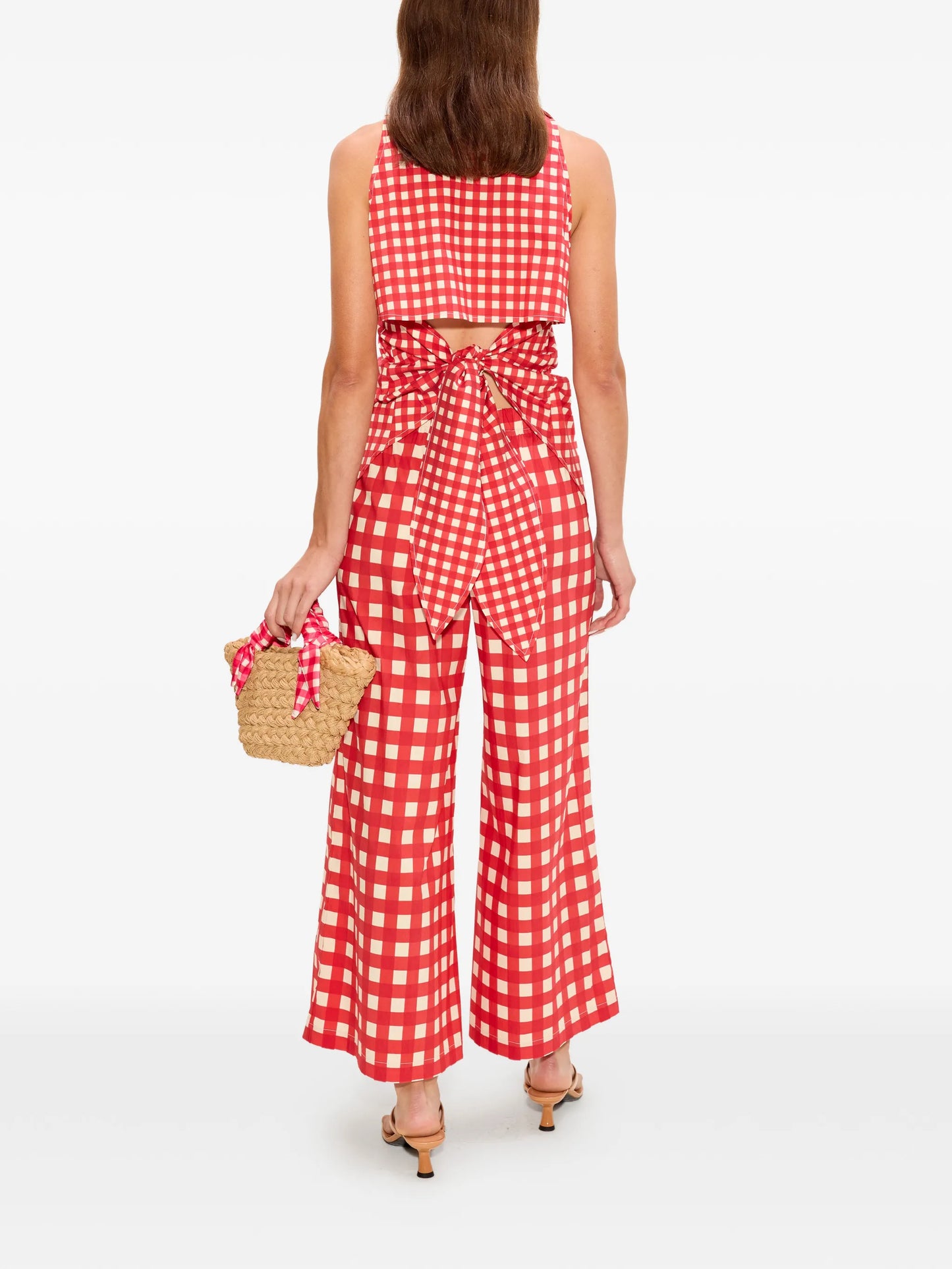 Toni gingham cropped palazzo pants