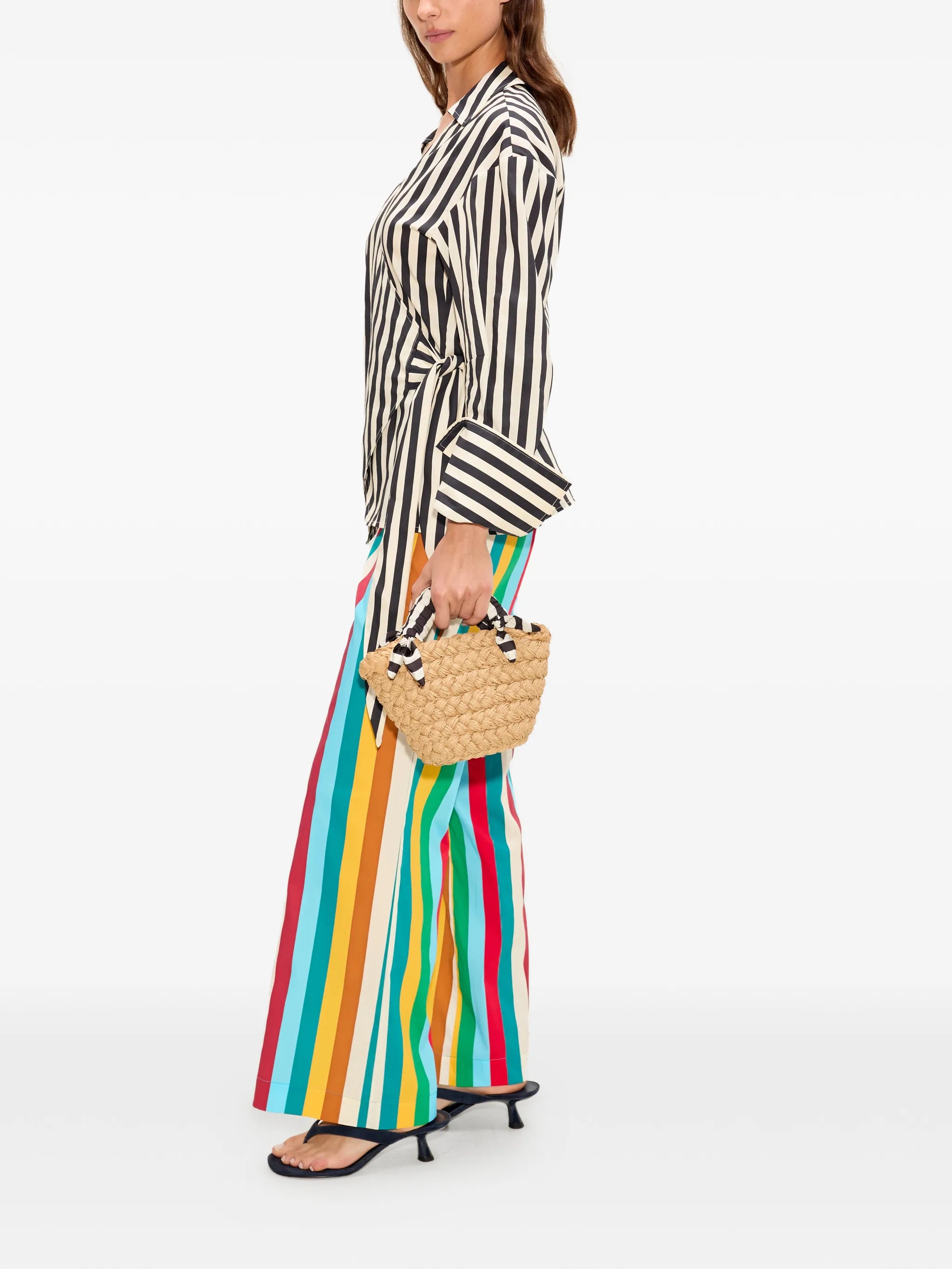 Anya striped poplin wrap blouse