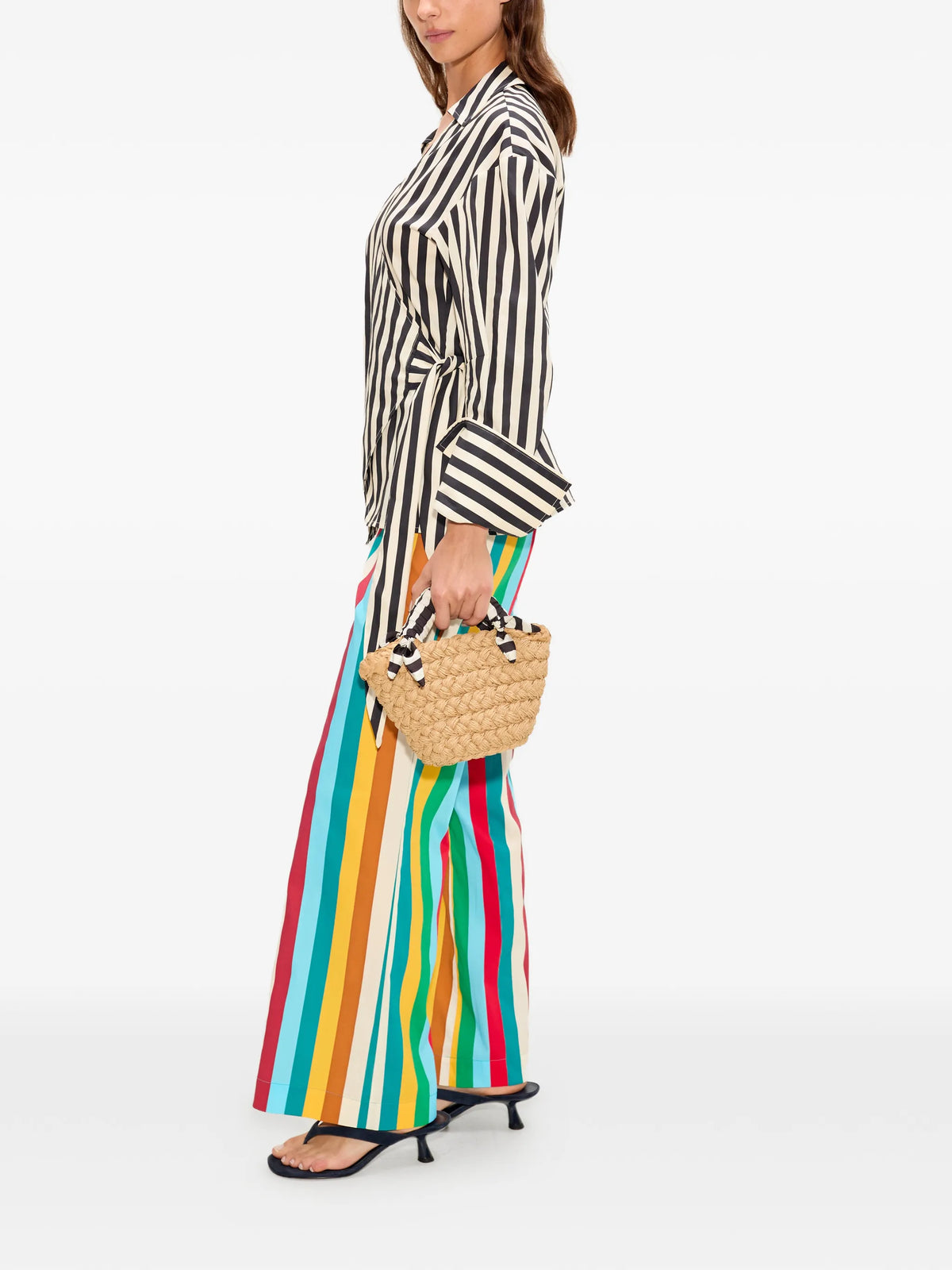 Anya striped poplin wrap blouse
