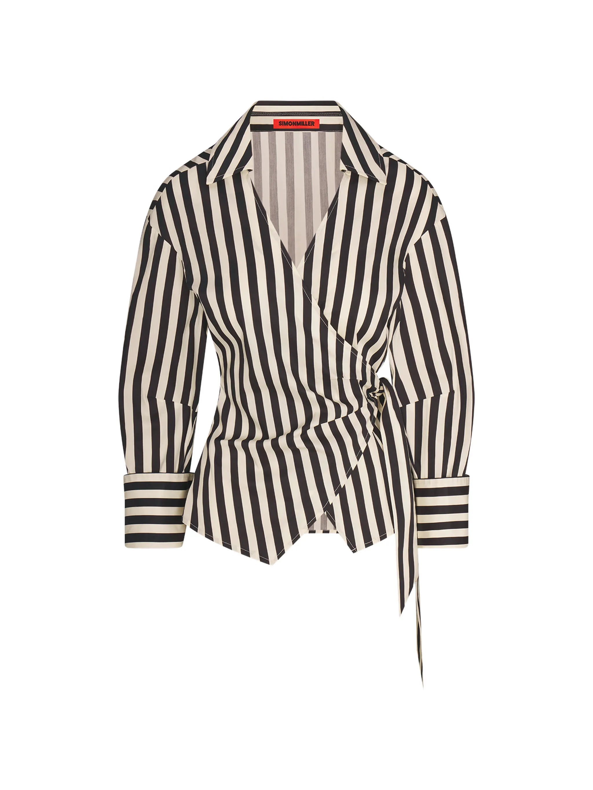 Anya striped poplin wrap blouse