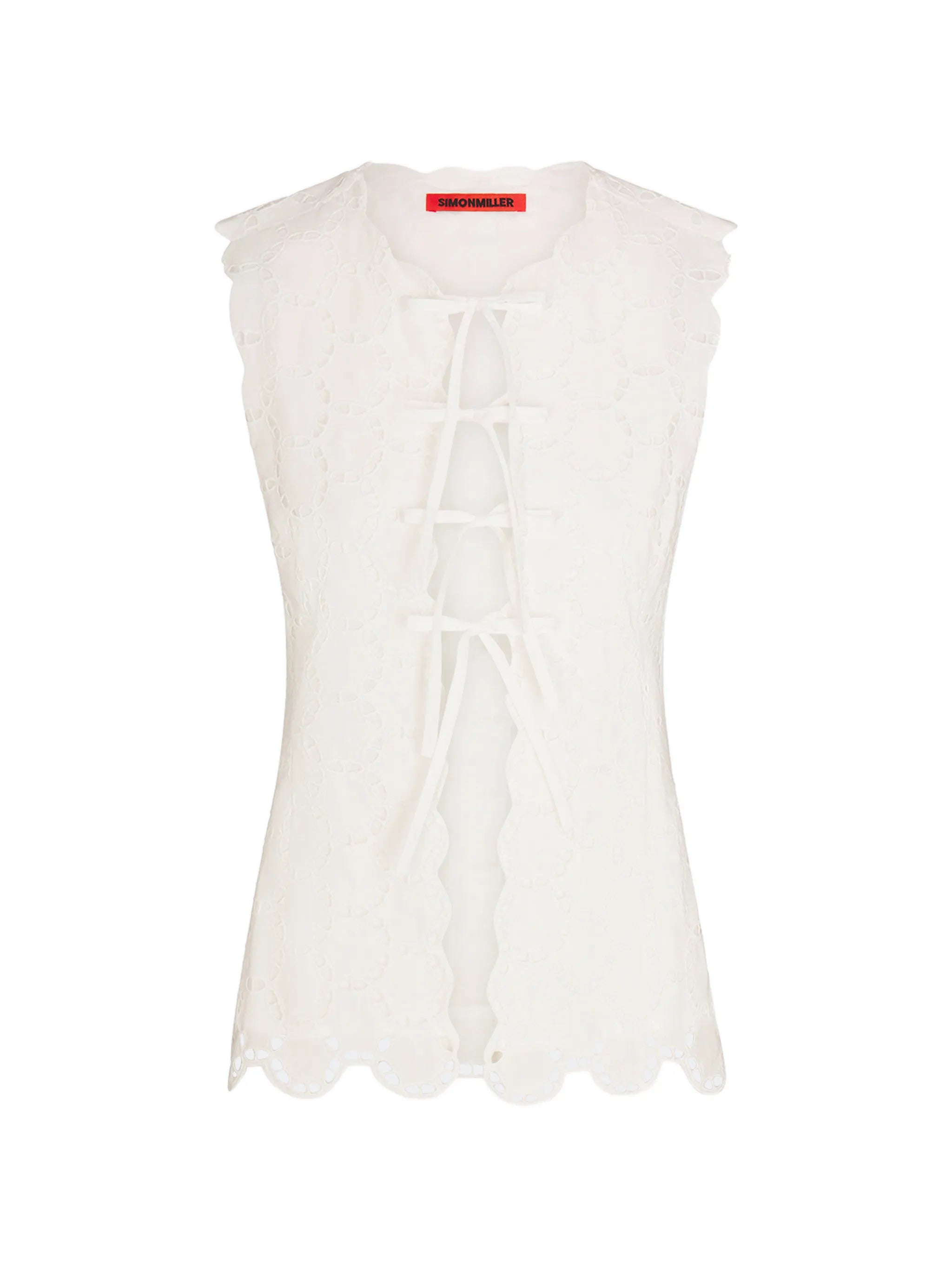 Delilah eyelet tie-fastening blouse