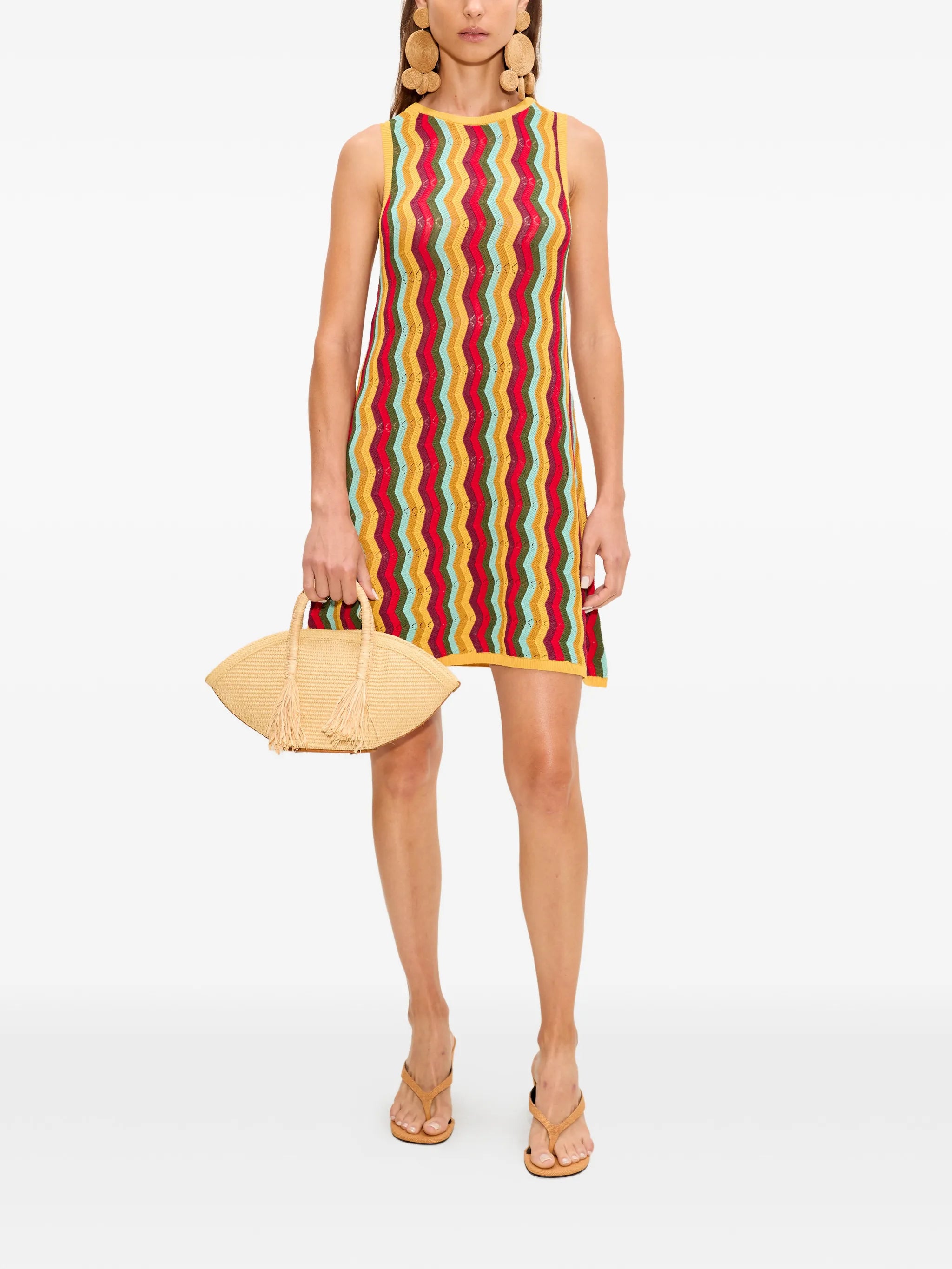 Hazel zigzag-knit sleeveless mini dress