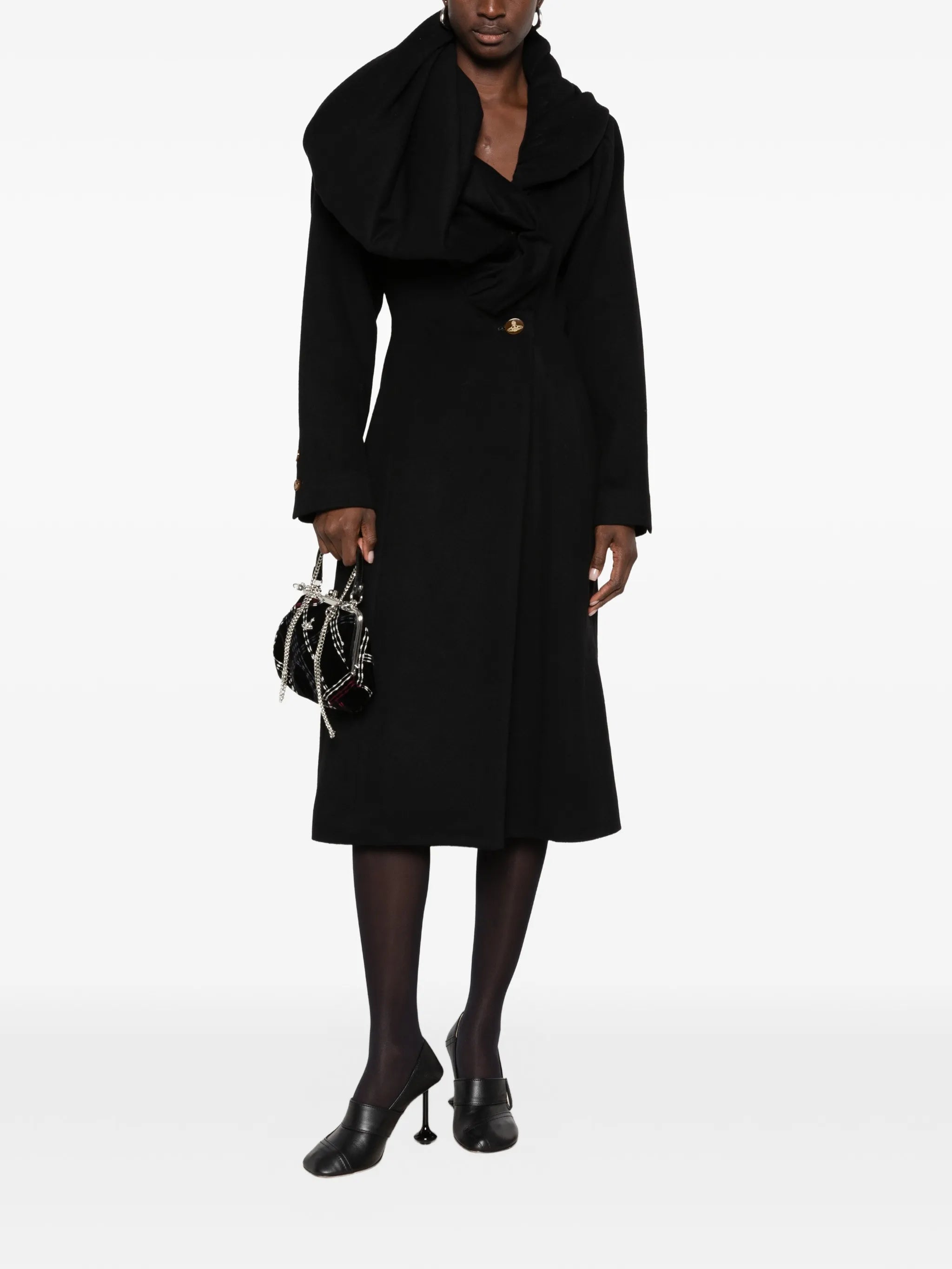 Marilyn draped-collar coat