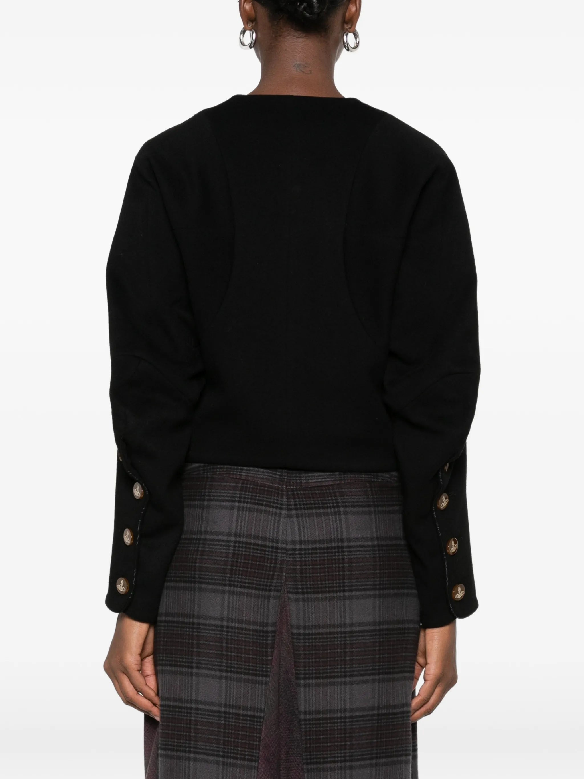 Pourpoint button-fastening fitted jacket