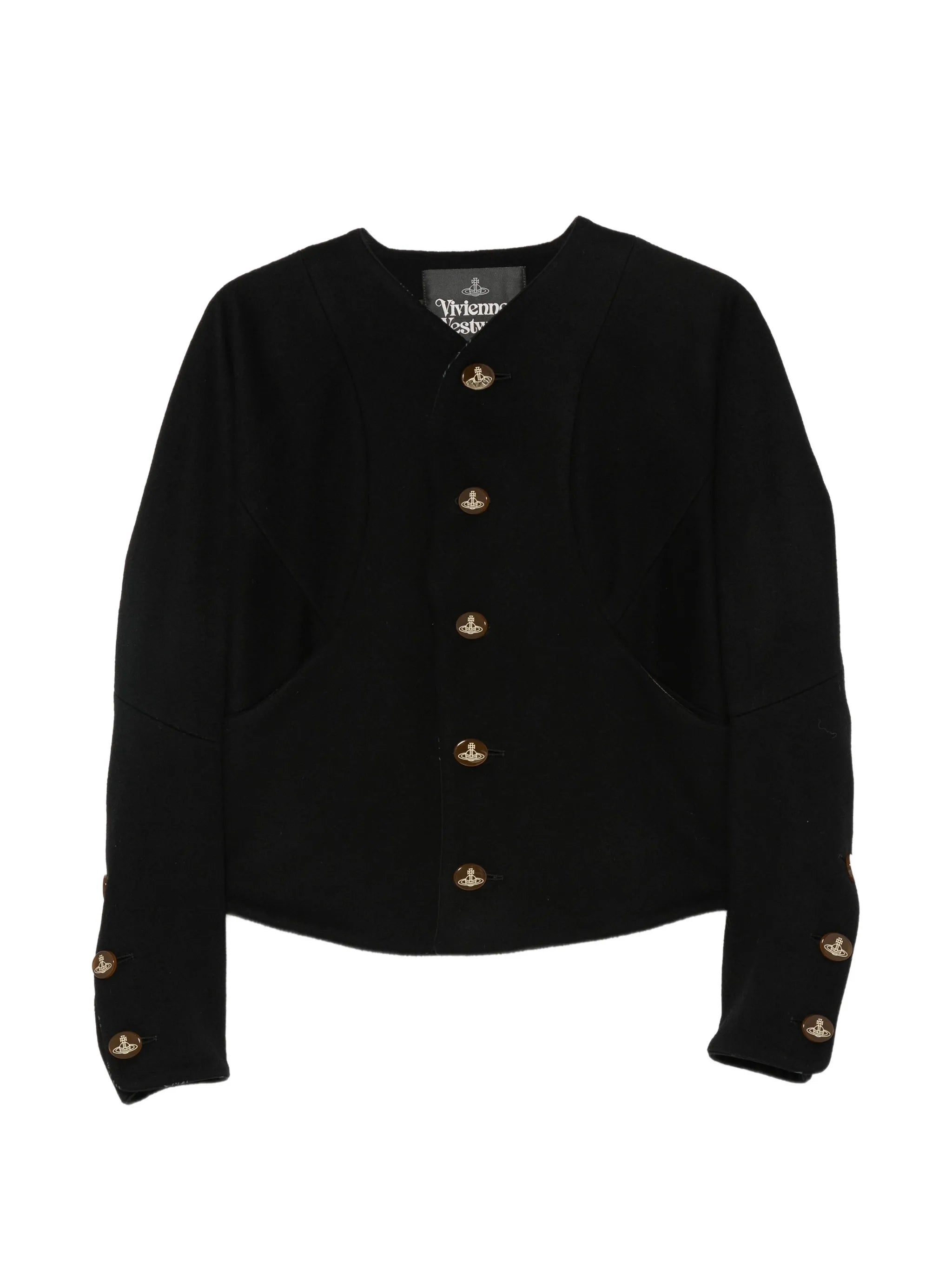 Pourpoint button-fastening fitted jacket