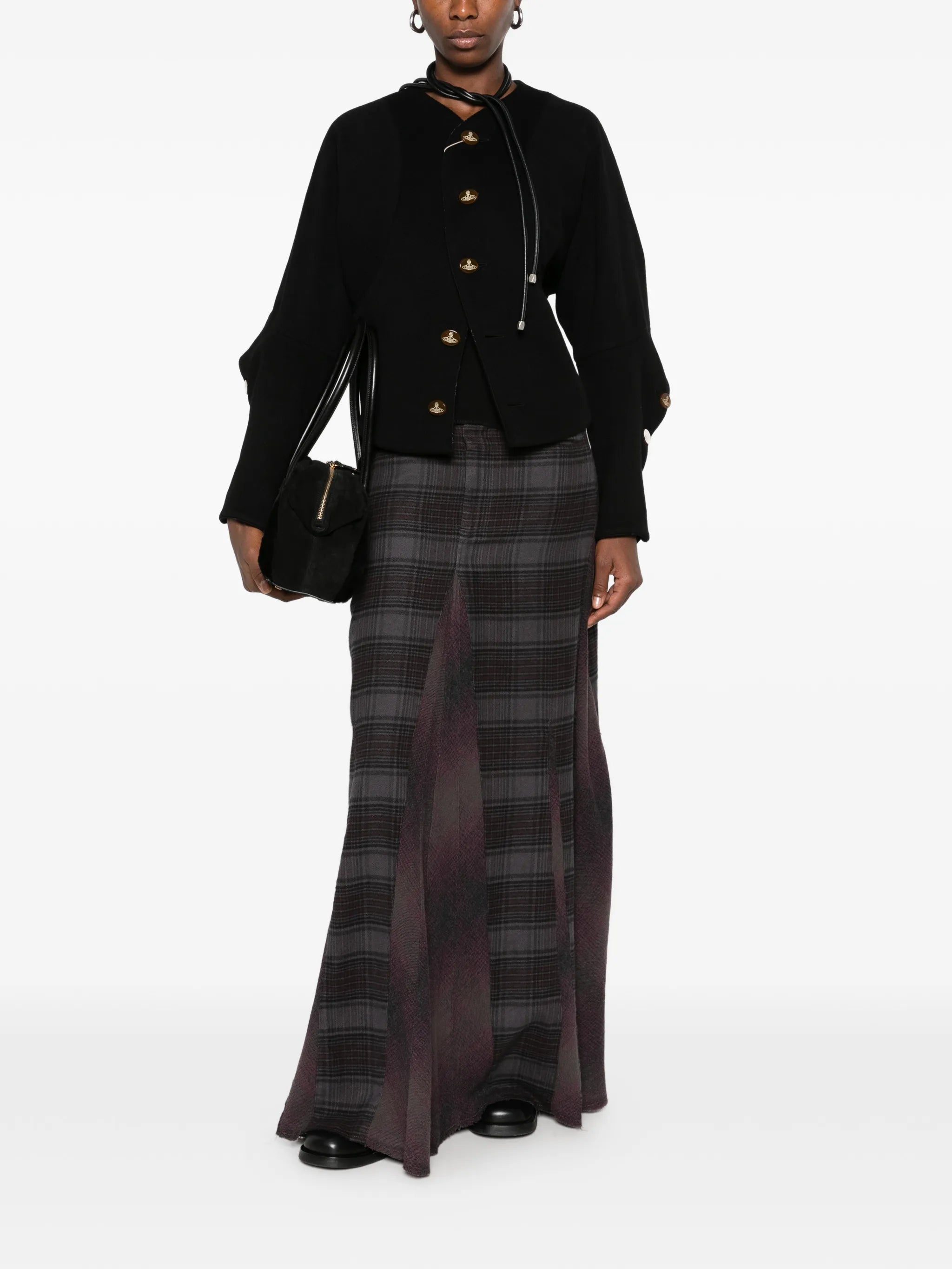 Pourpoint button-fastening fitted jacket