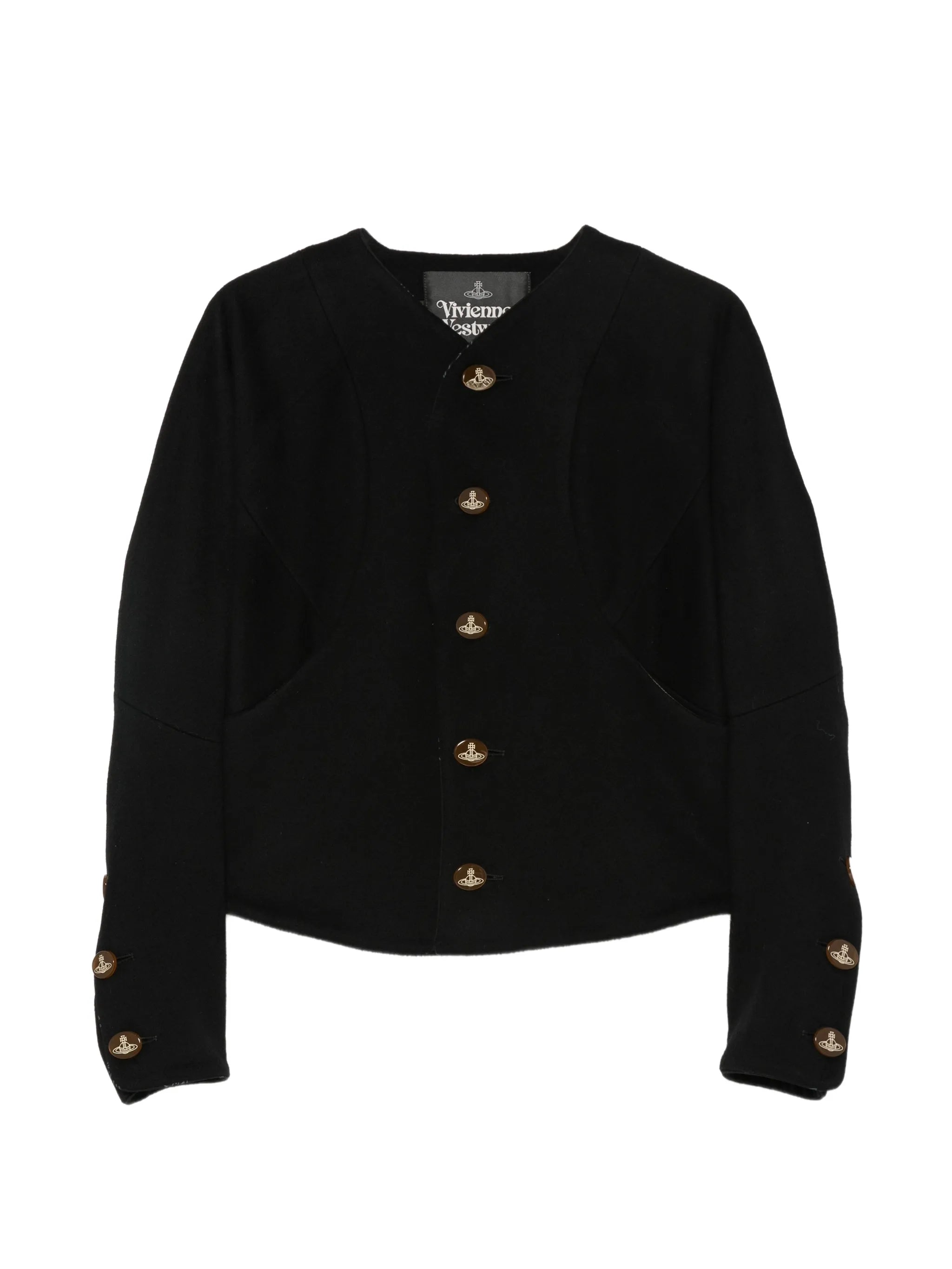 Pourpoint button-fastening fitted jacket