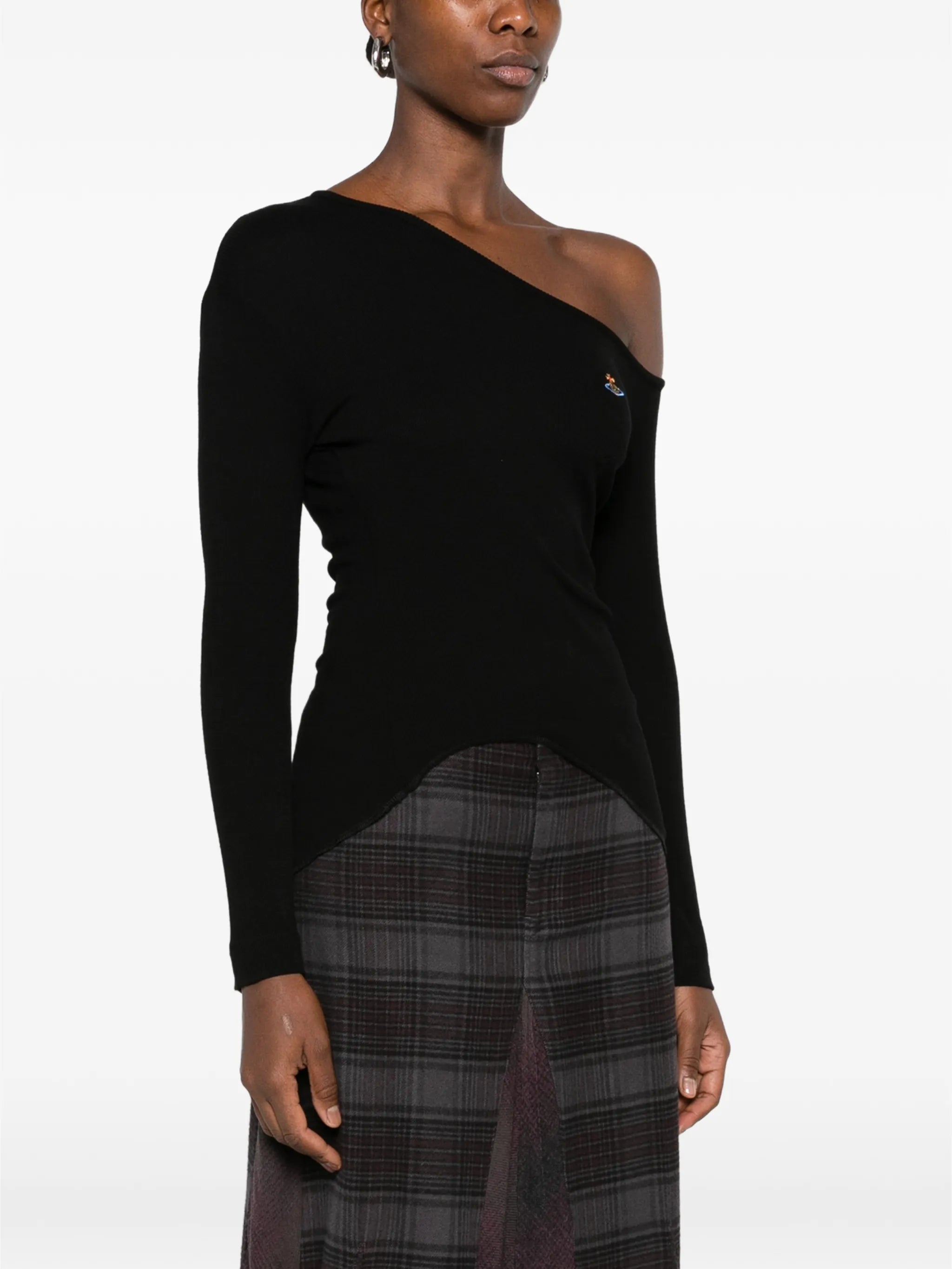 Orgy one-shoulder Orb-embroidered top
