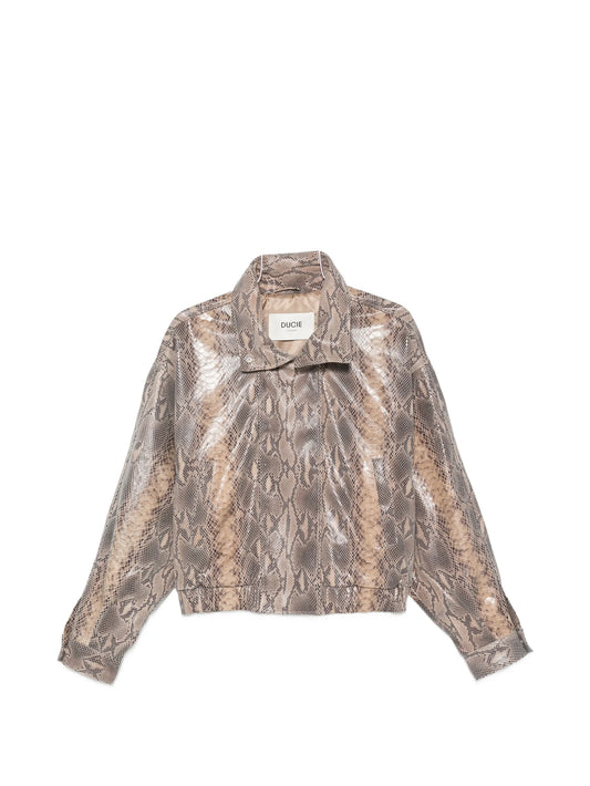 Jasmine python-print leather jacket
