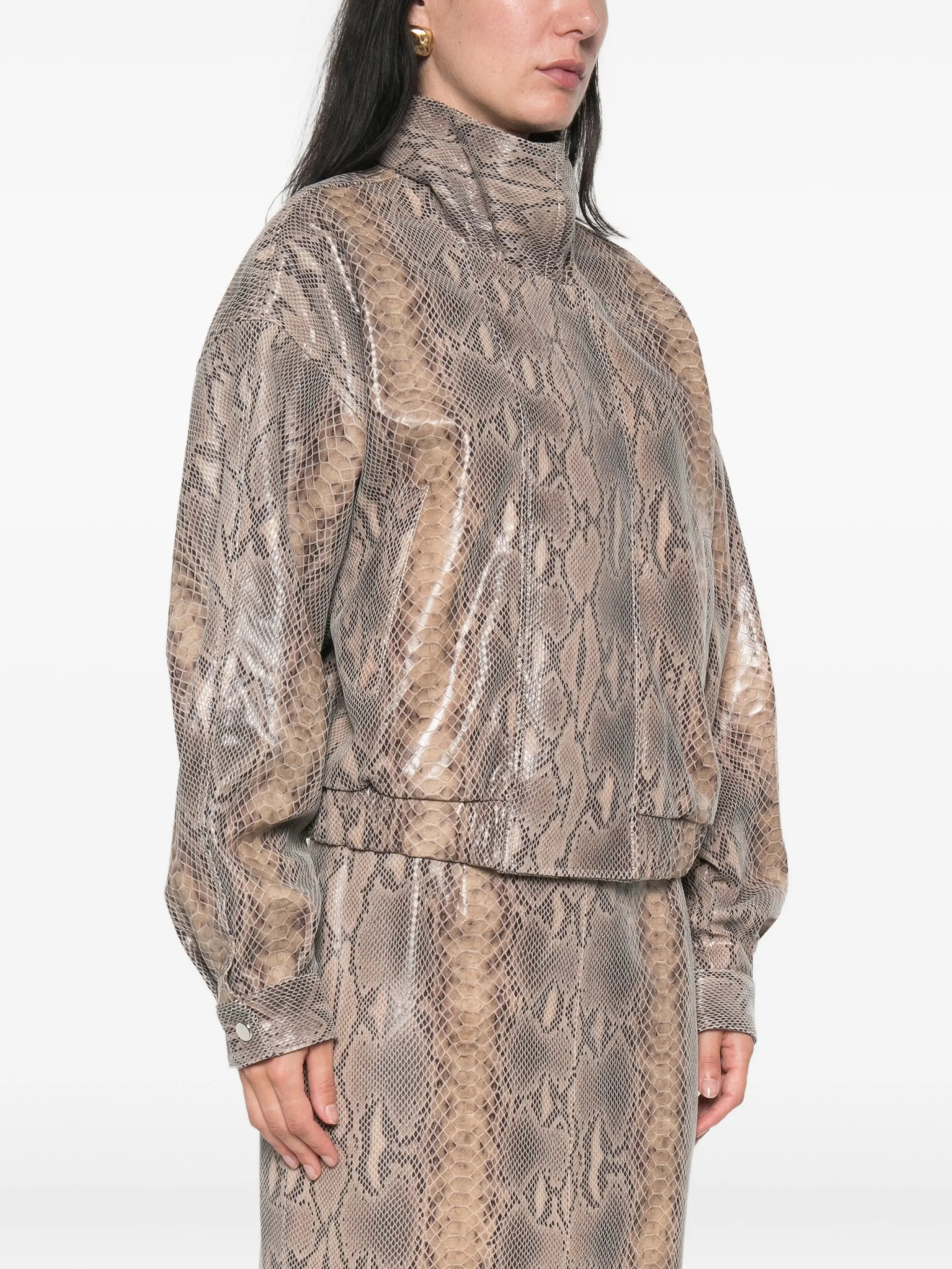 Jasmine python-print leather jacket