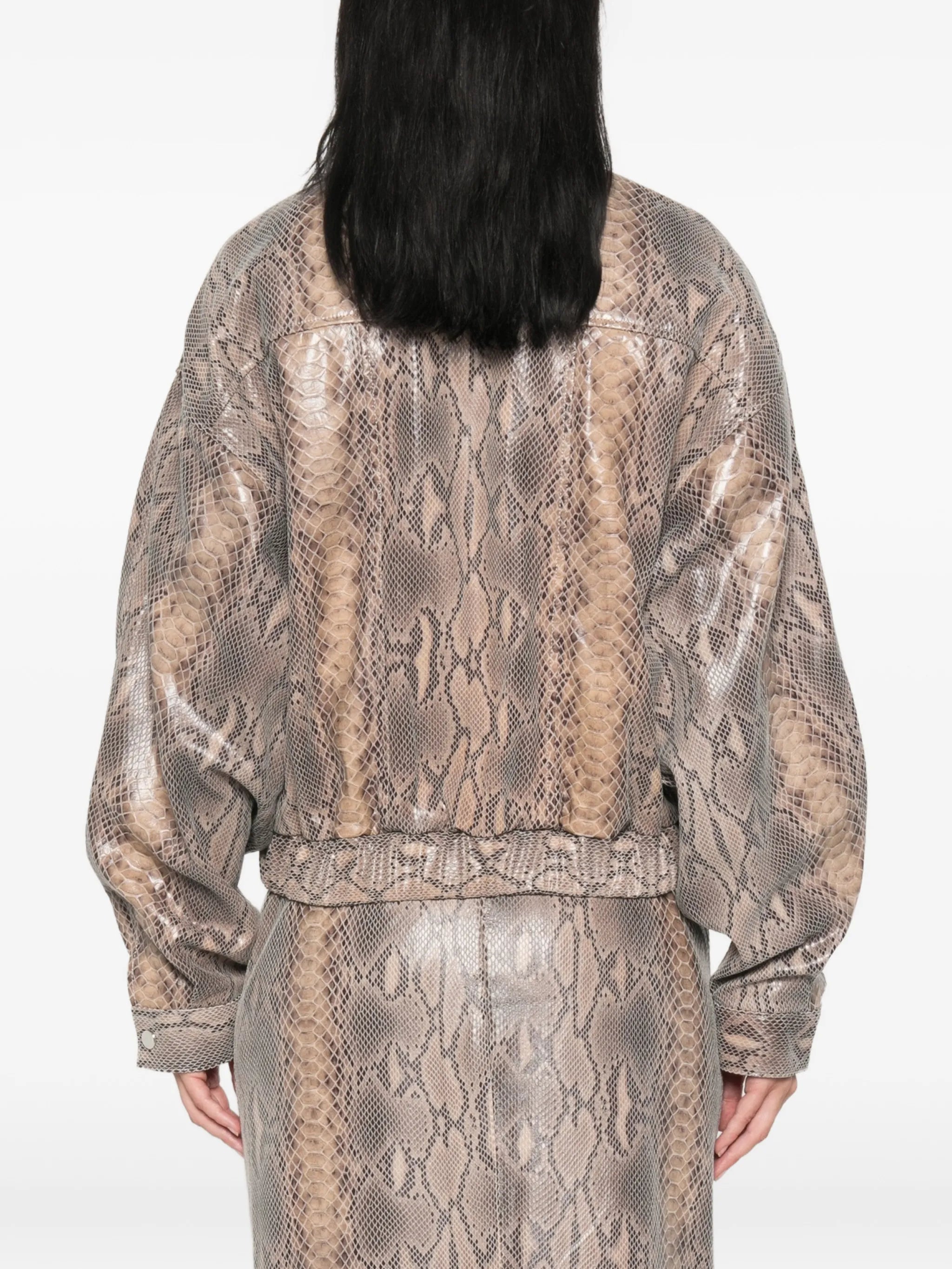 Jasmine python-print leather jacket