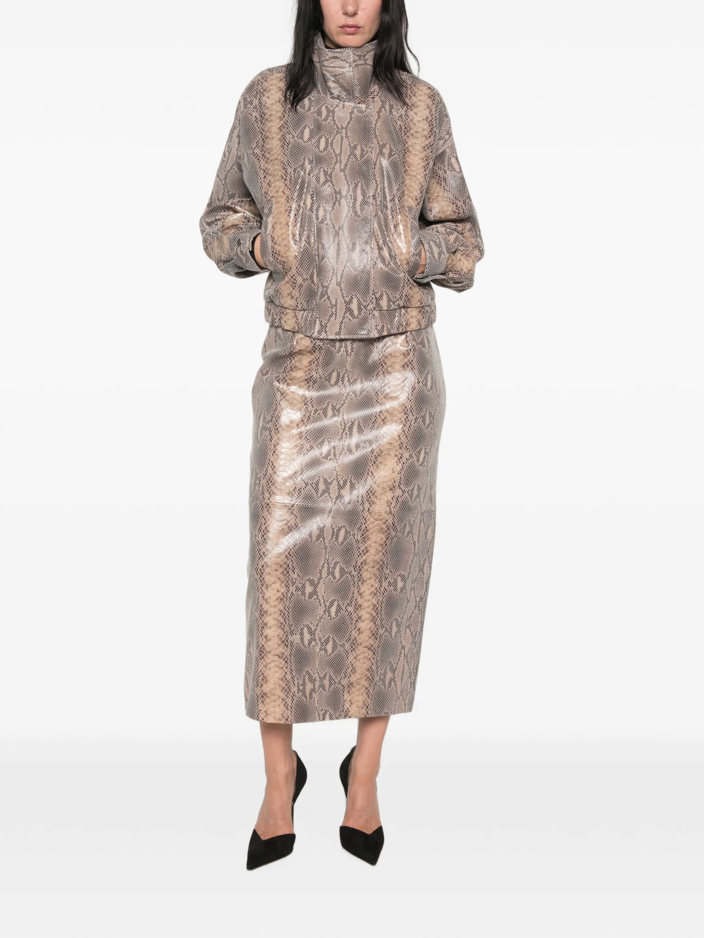 Chloe python-print midi skirt