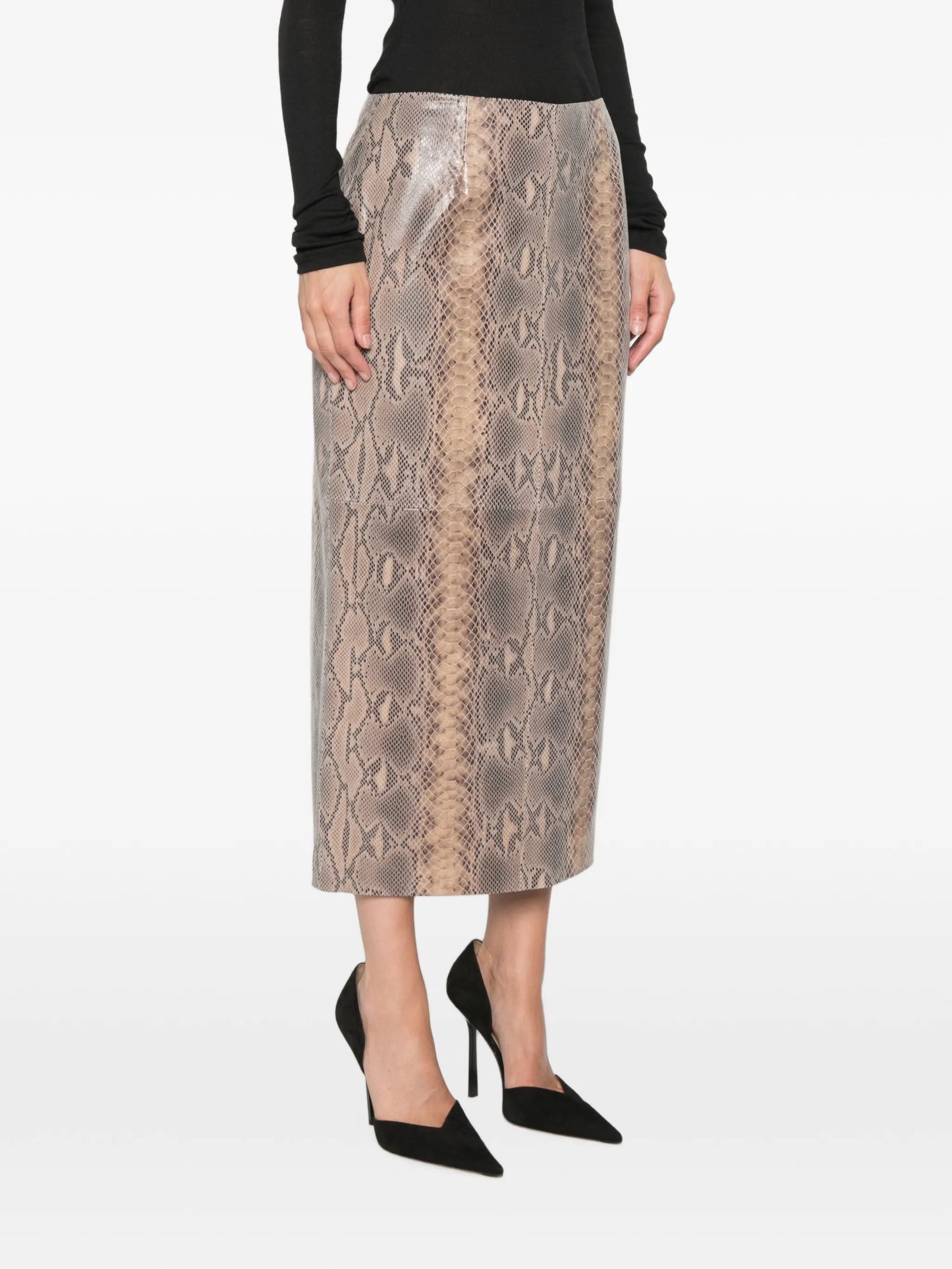 Chloe python-print midi skirt