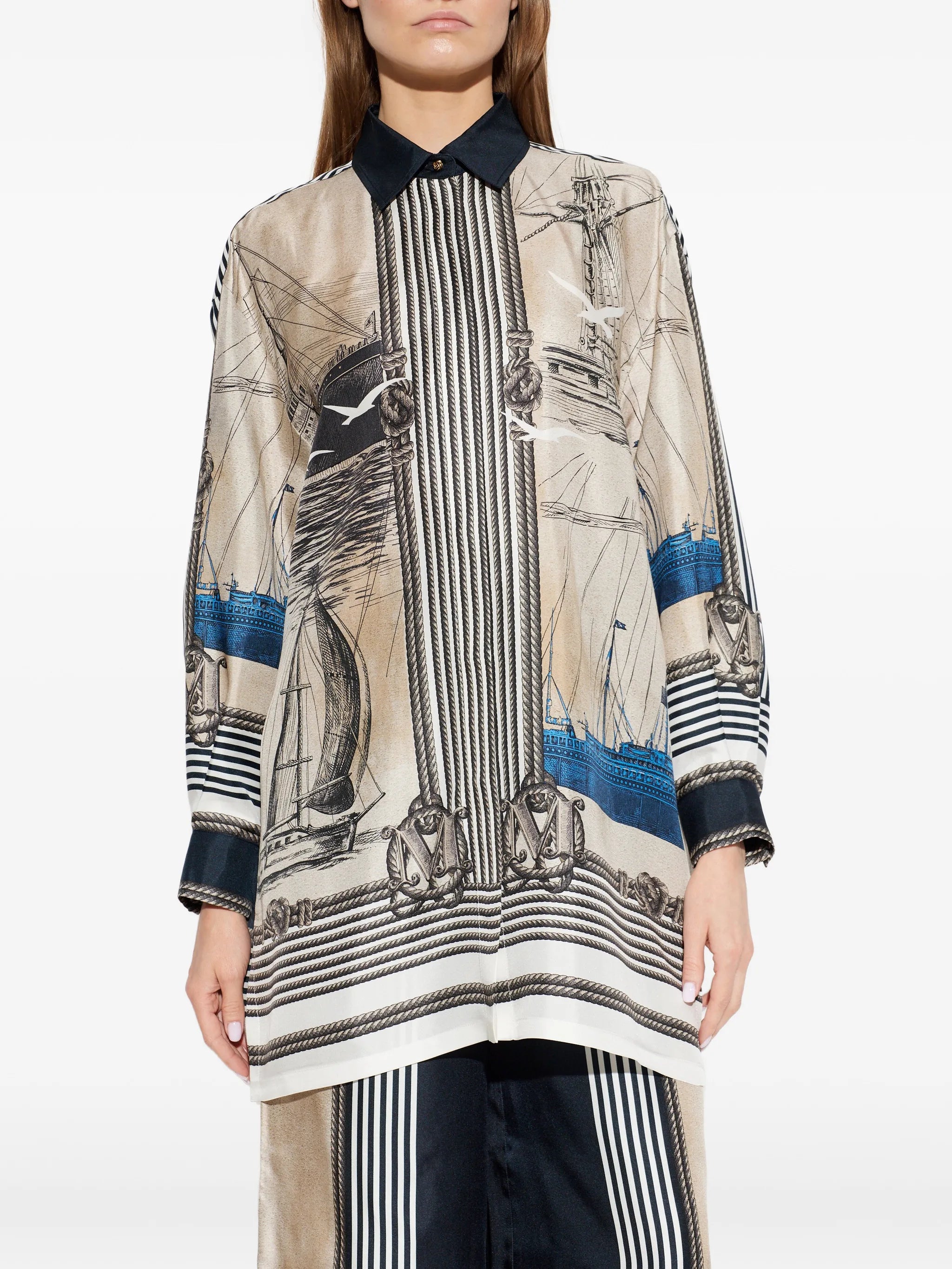 Teglia nautical-print silk shirt