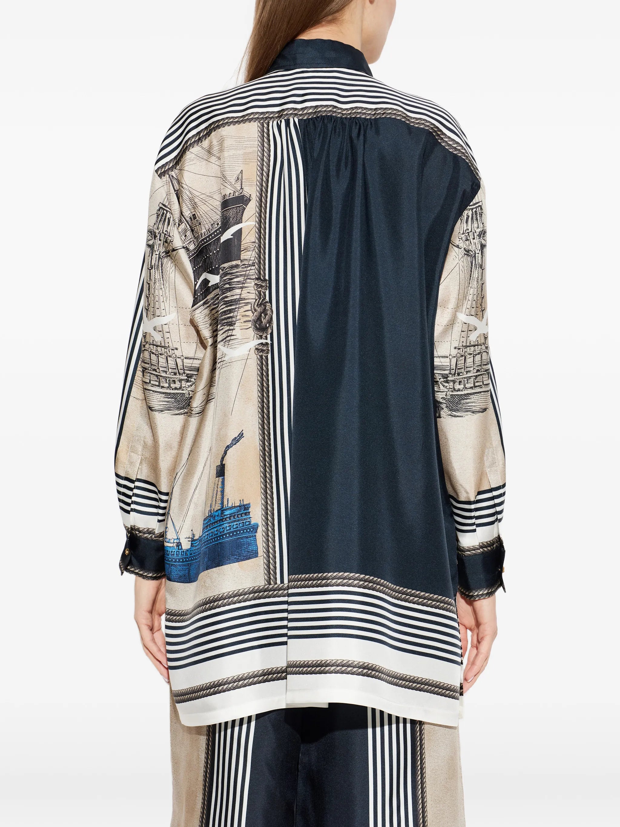nautical-print long-sleeve shirt