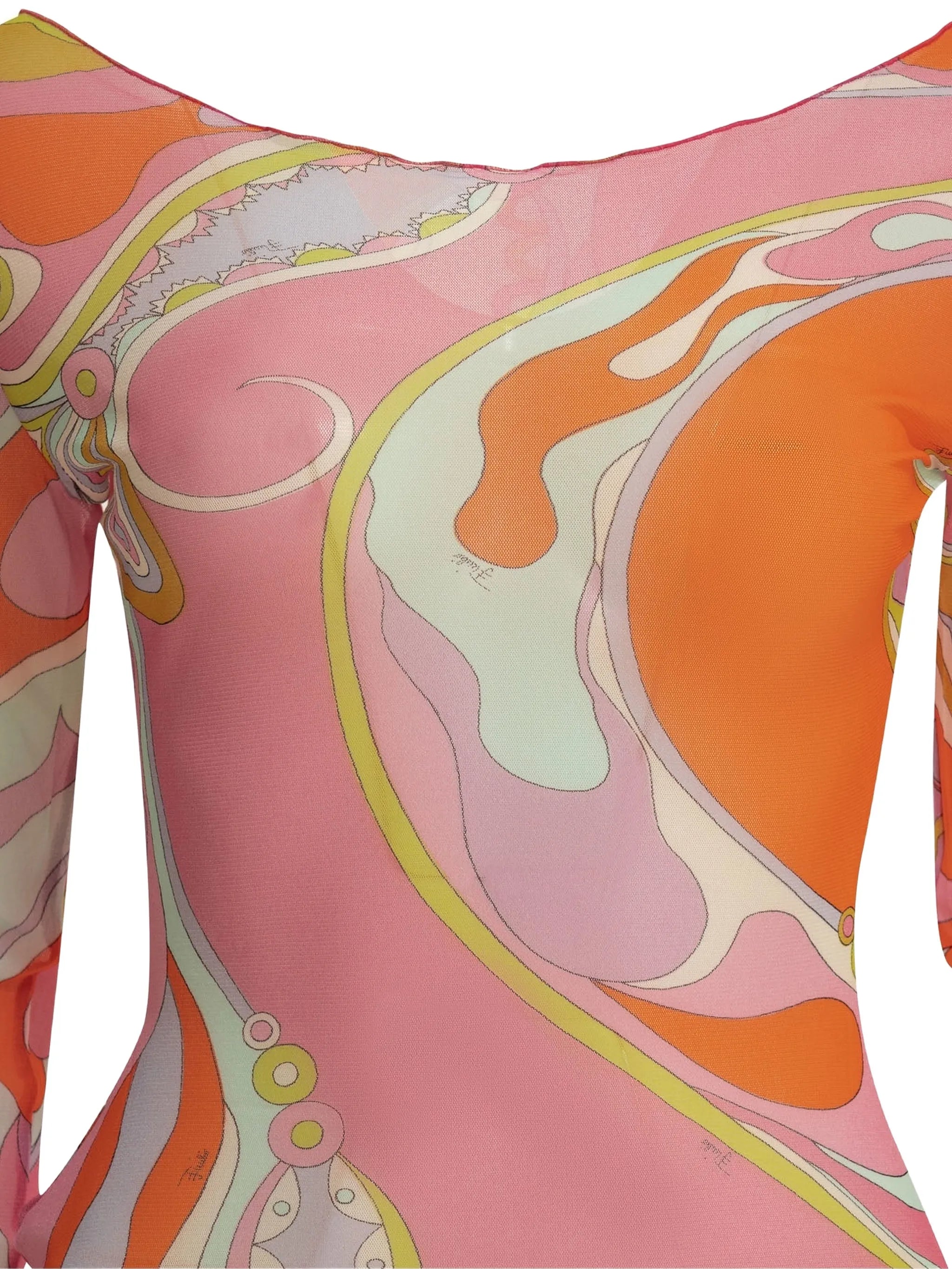 Iride-print mesh long-sleeve top