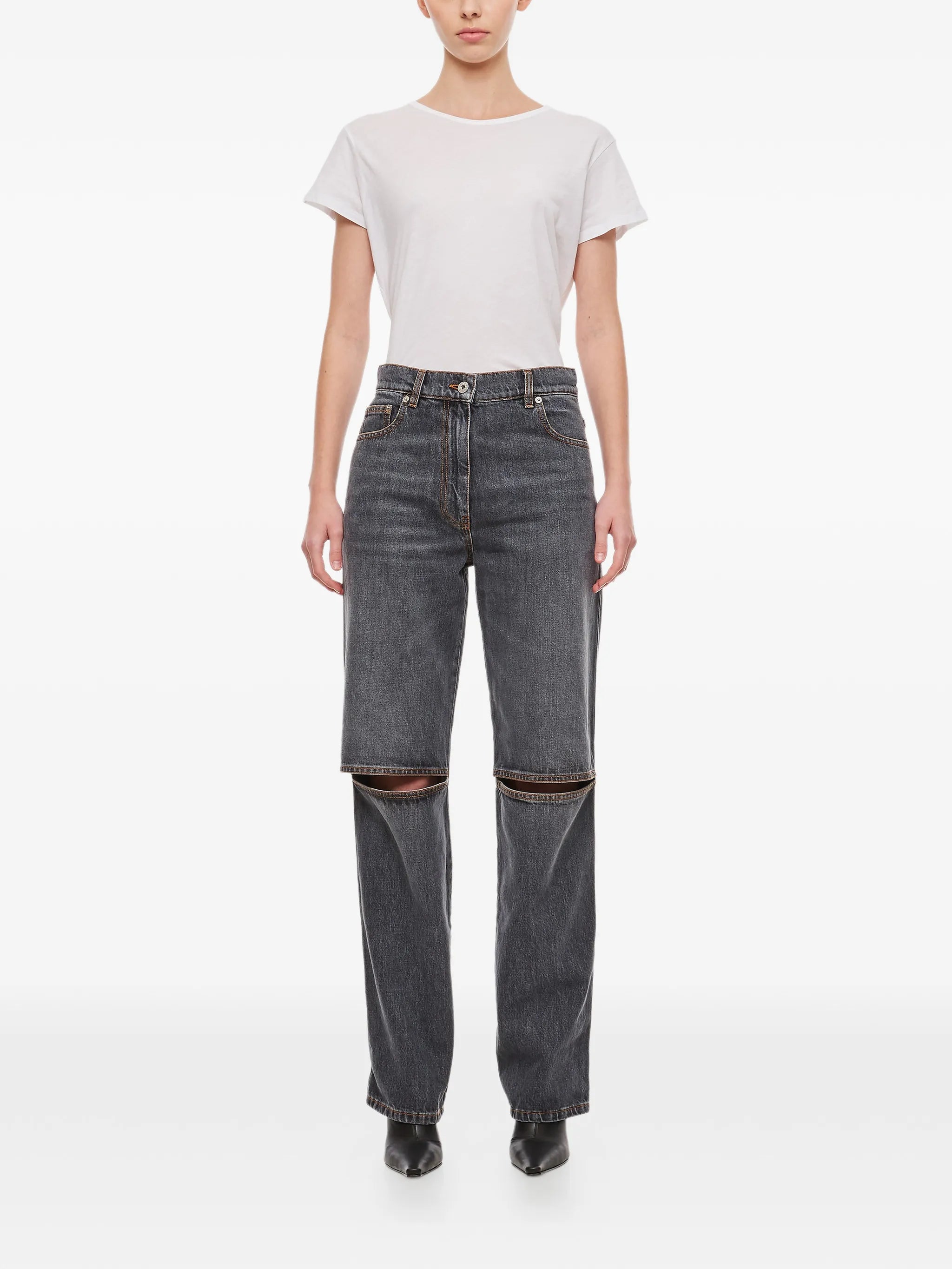 Anchor-logo cut-out jeans