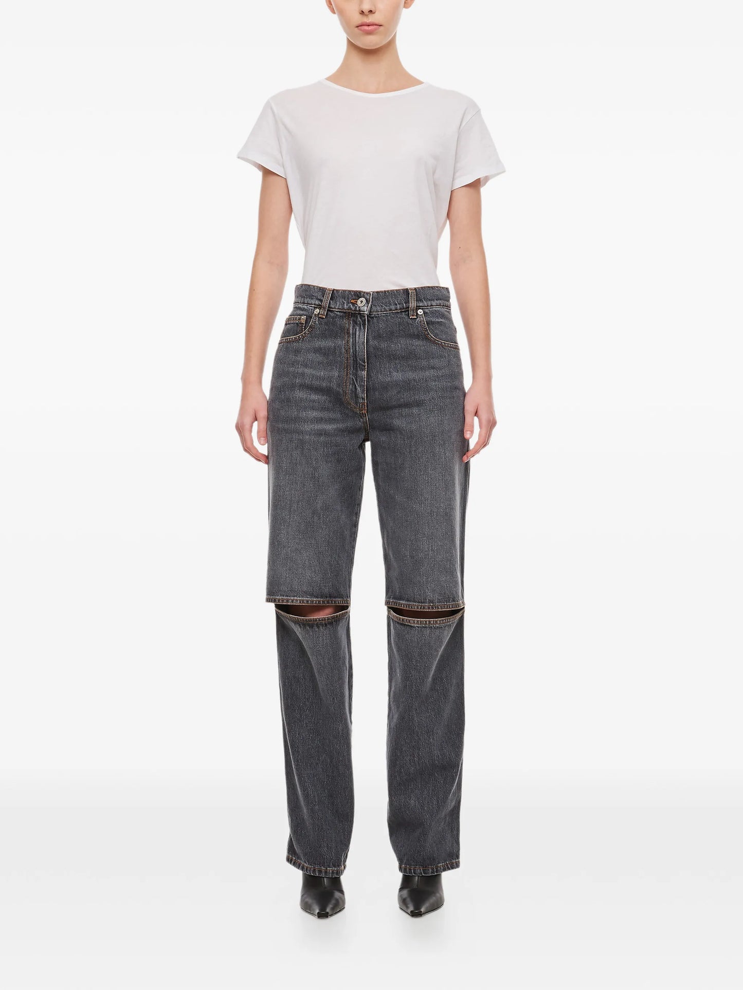 Anchor-logo cut-out jeans