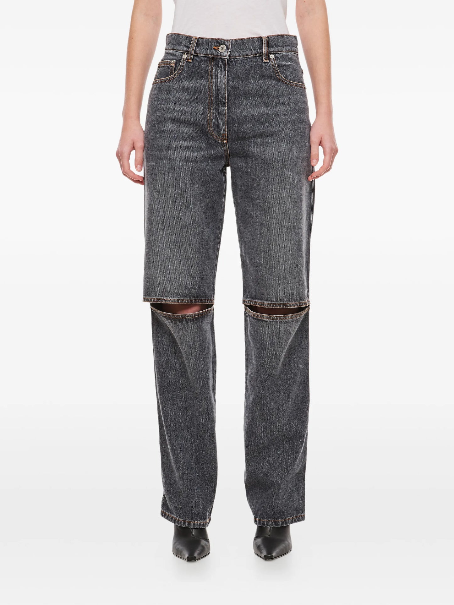 Anchor-logo cut-out jeans