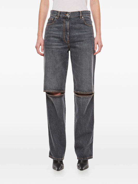 Anchor-logo cut-out jeans