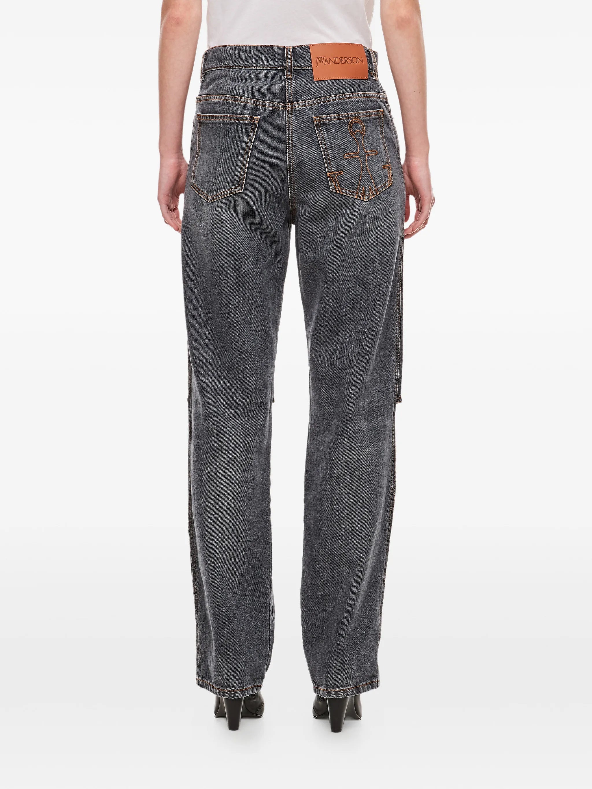 Anchor-logo cut-out jeans
