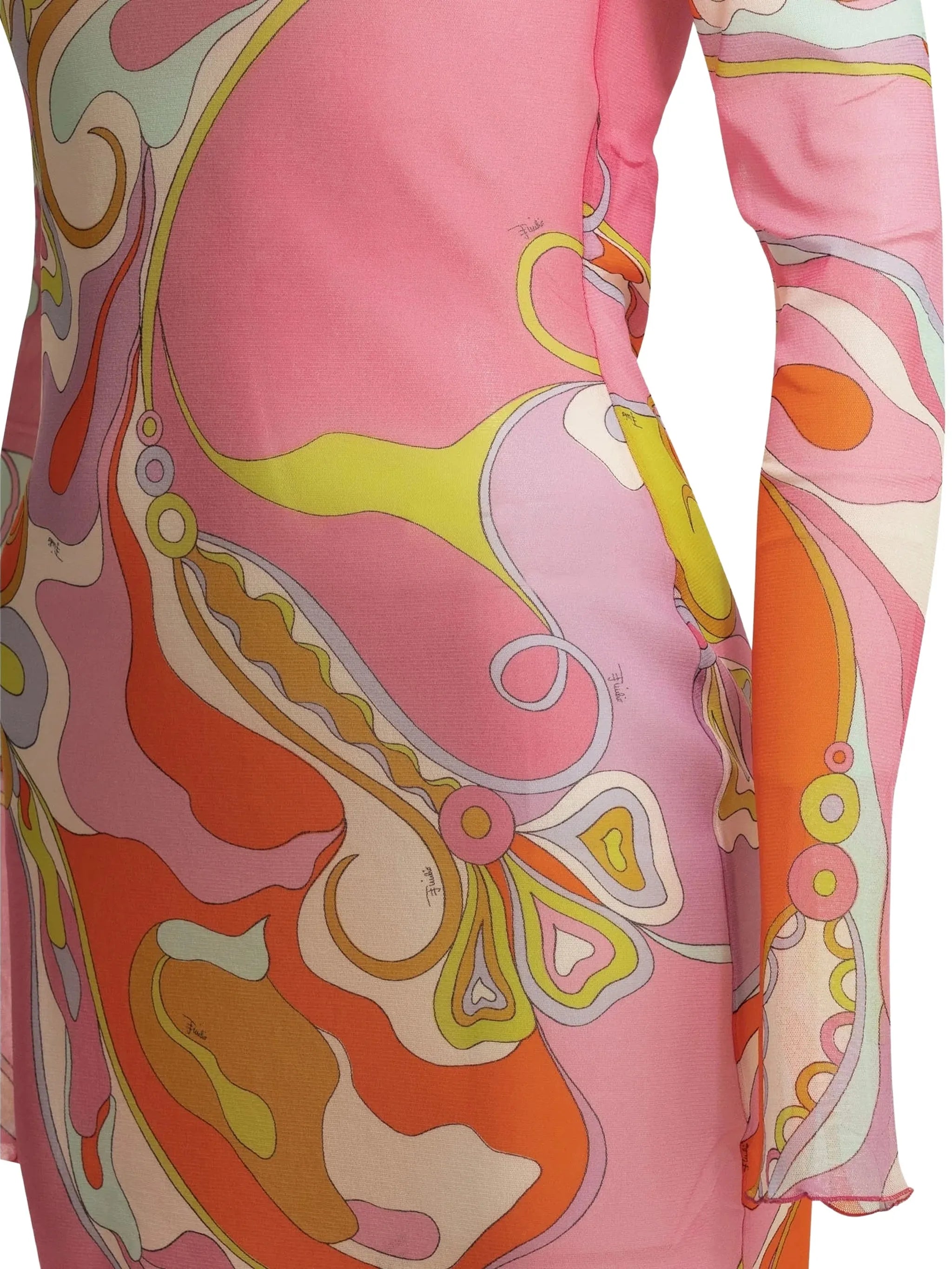 Iride-print boat-neck dress