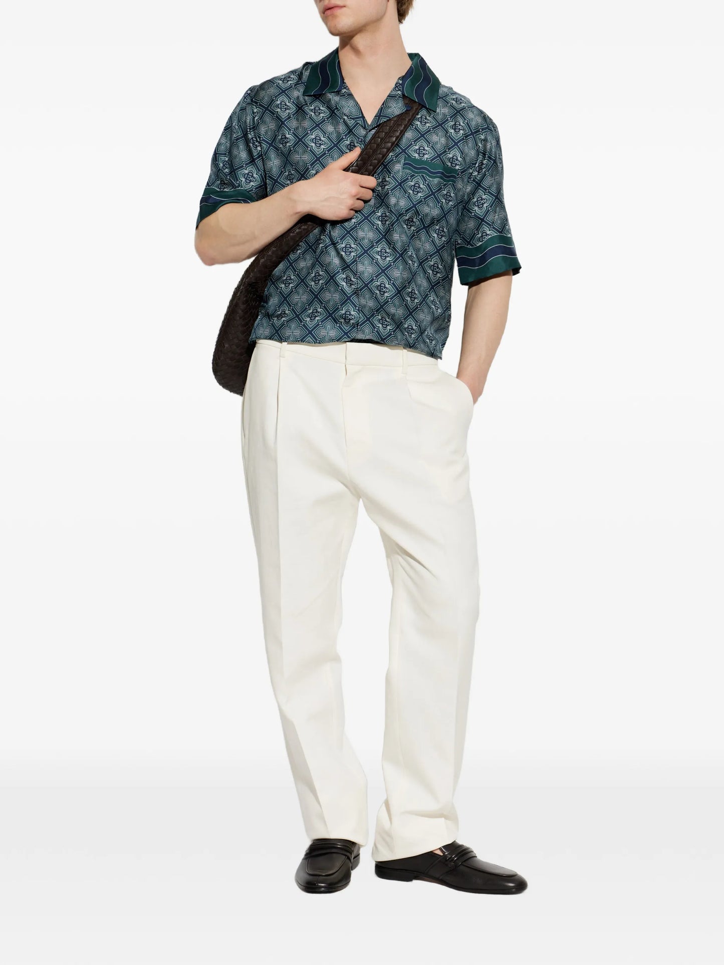 Radiating Monogram silk short-sleeve shirt
