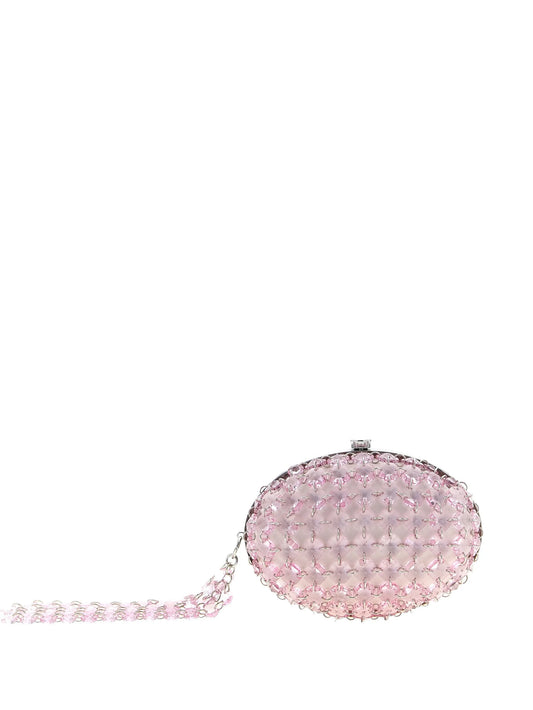 oval crystal chain clutch bag