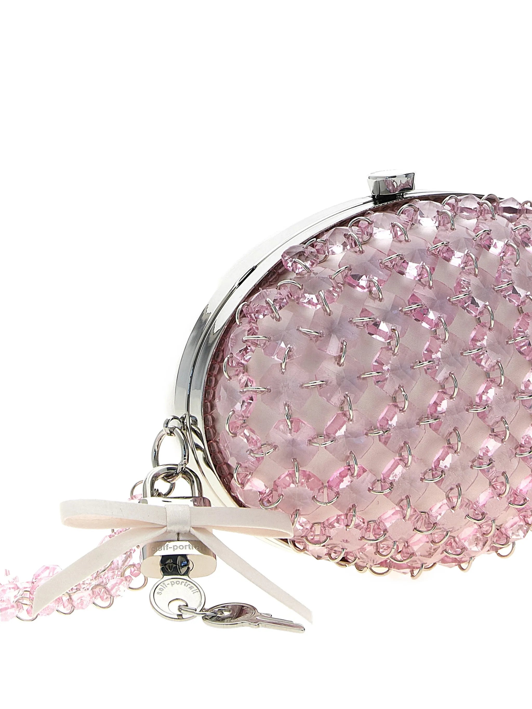 oval crystal chain clutch bag