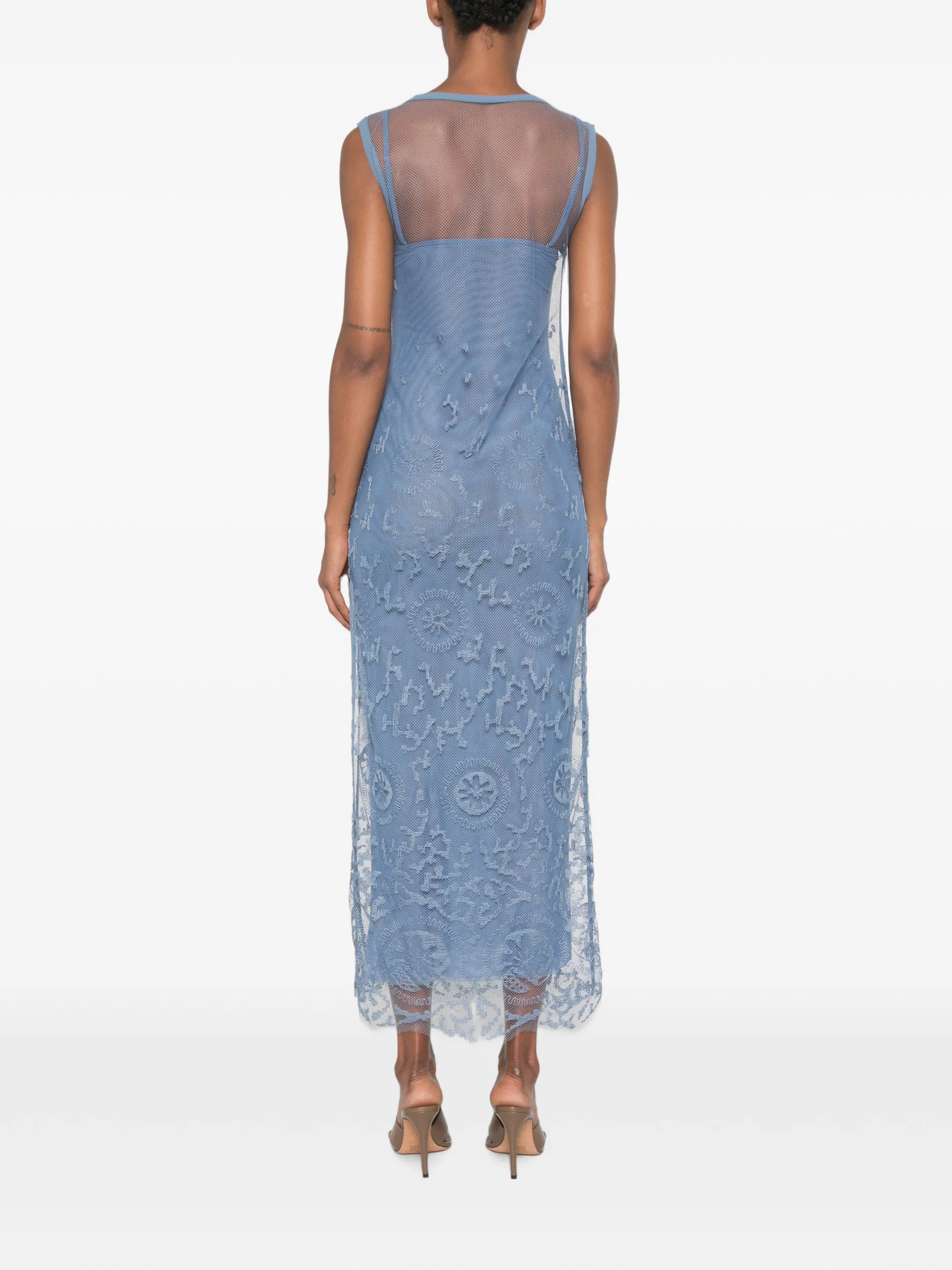Lefi lace-overlay sleeveless maxi dress