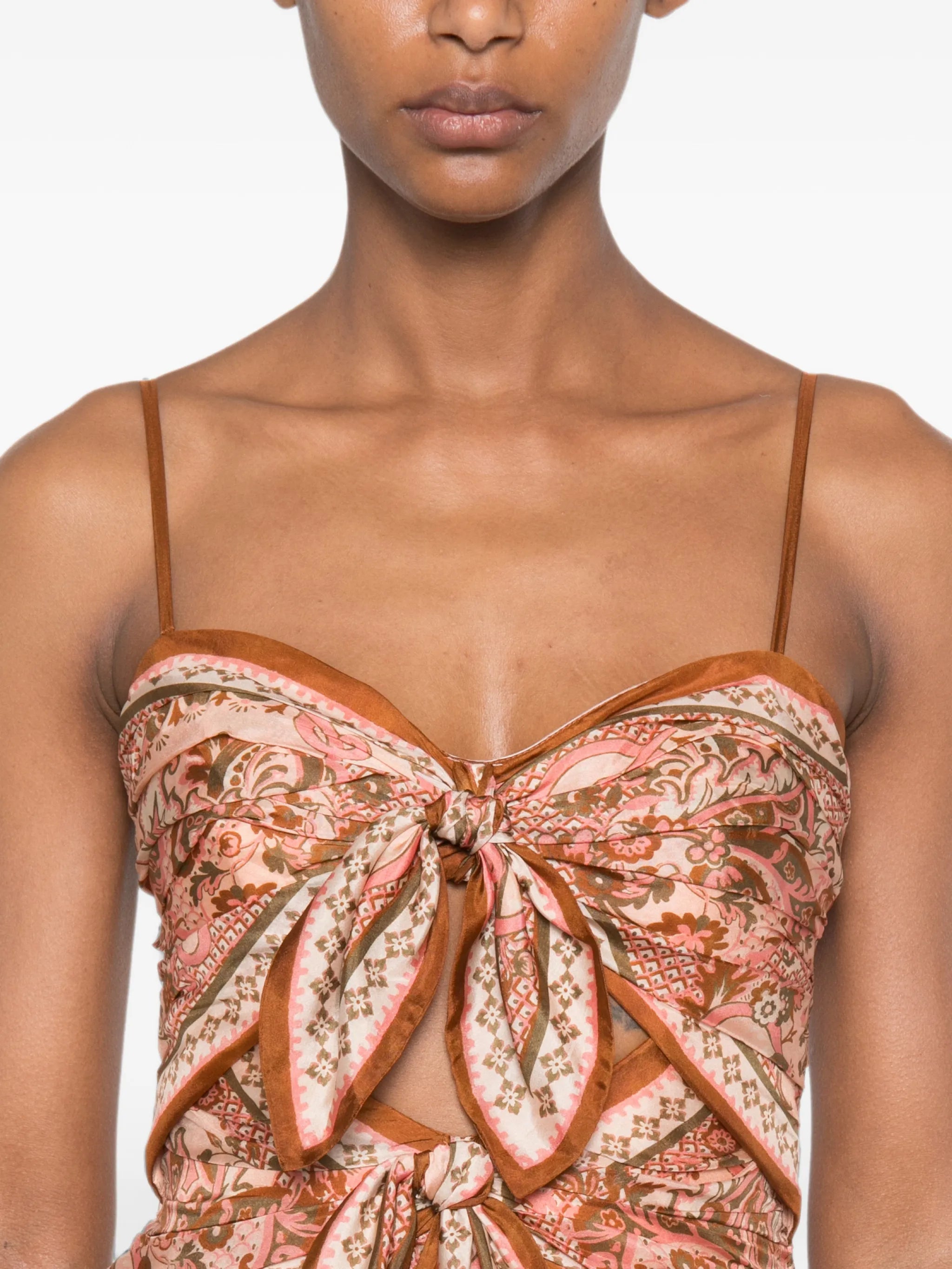 Aster paisley-print knot-detail midi dress