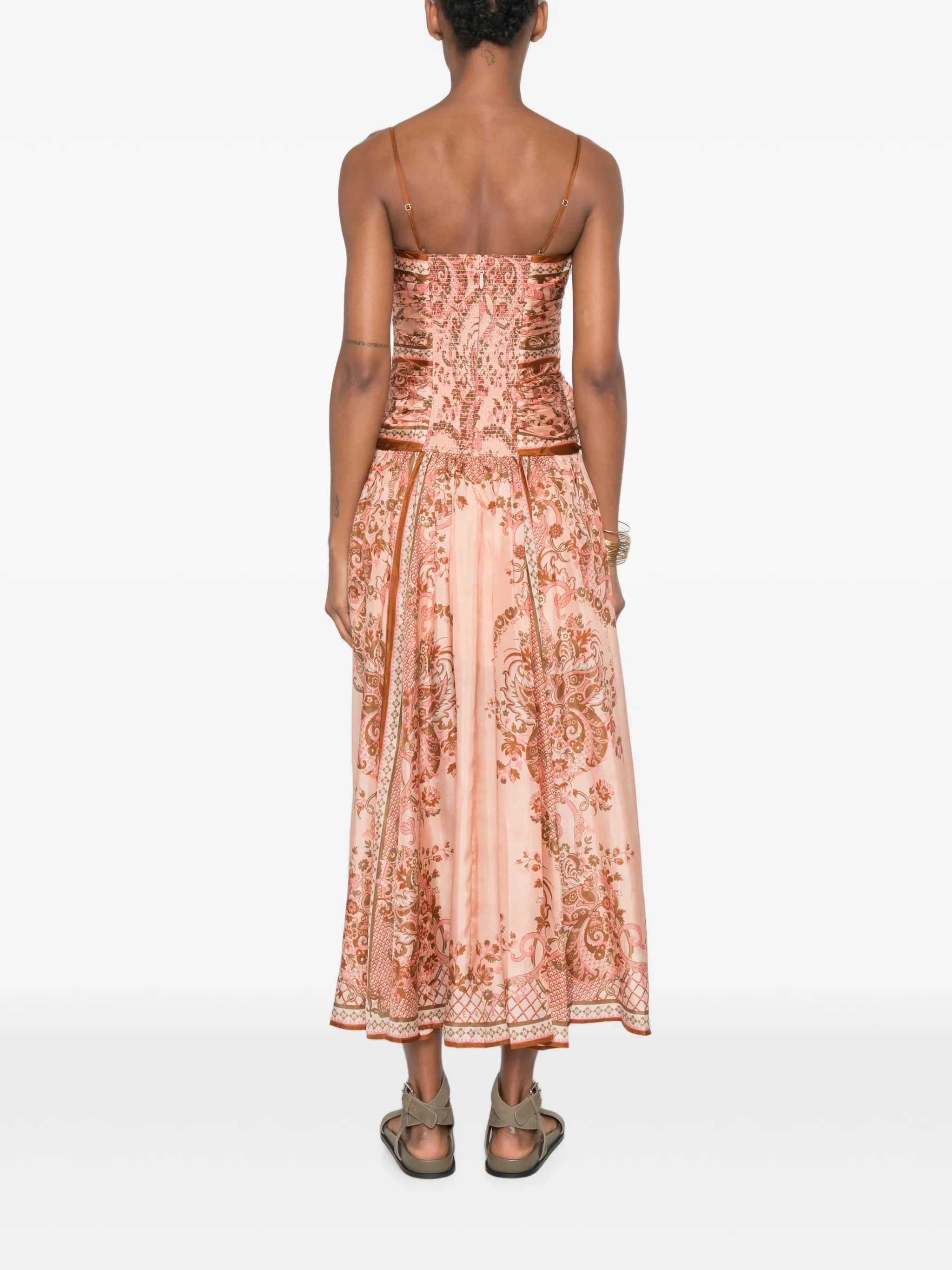 Aster paisley-print knot-detail midi dress