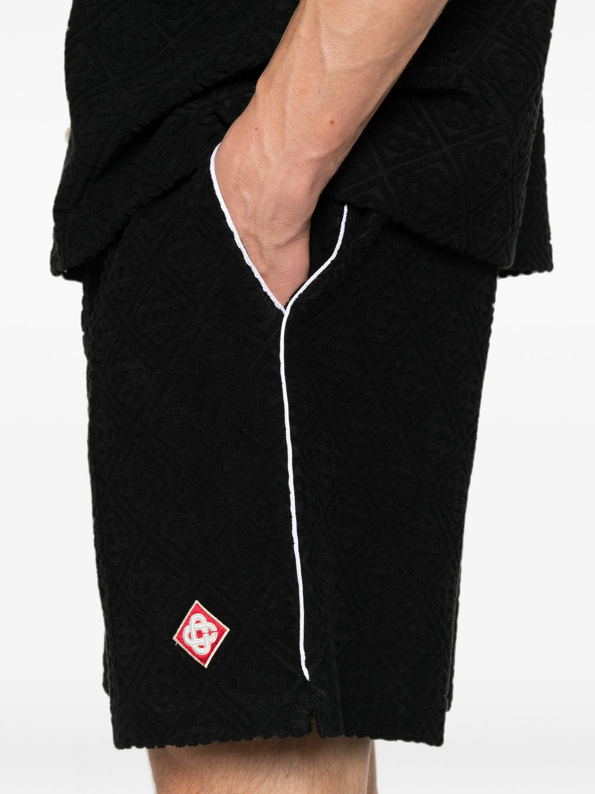 black towelling shorts