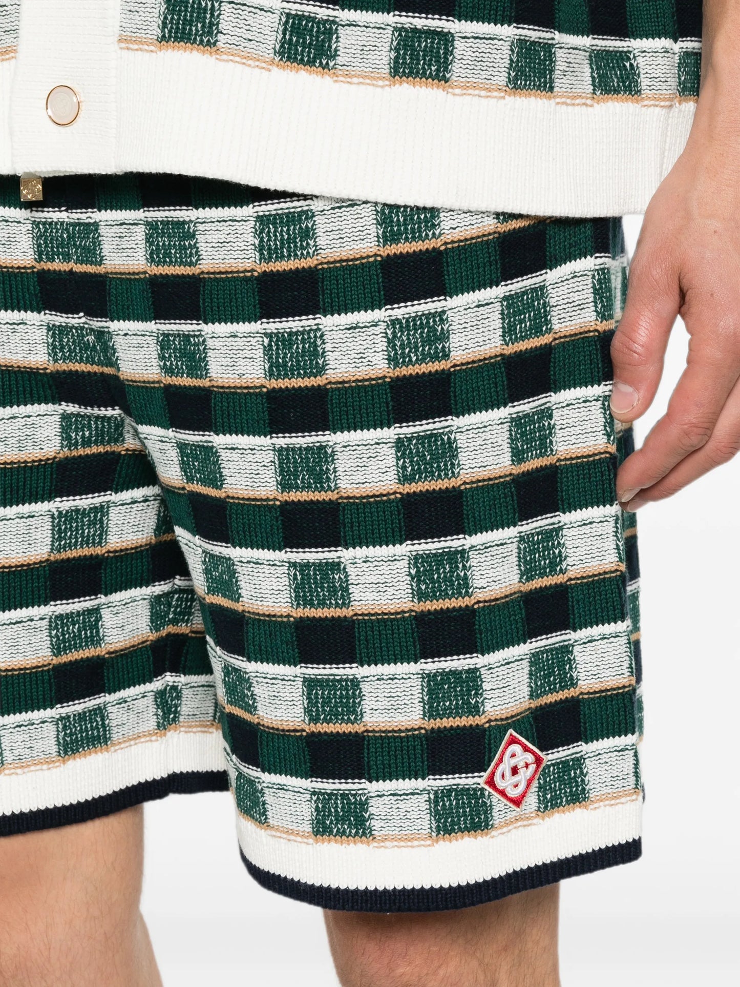 green crochet Mosaic shorts