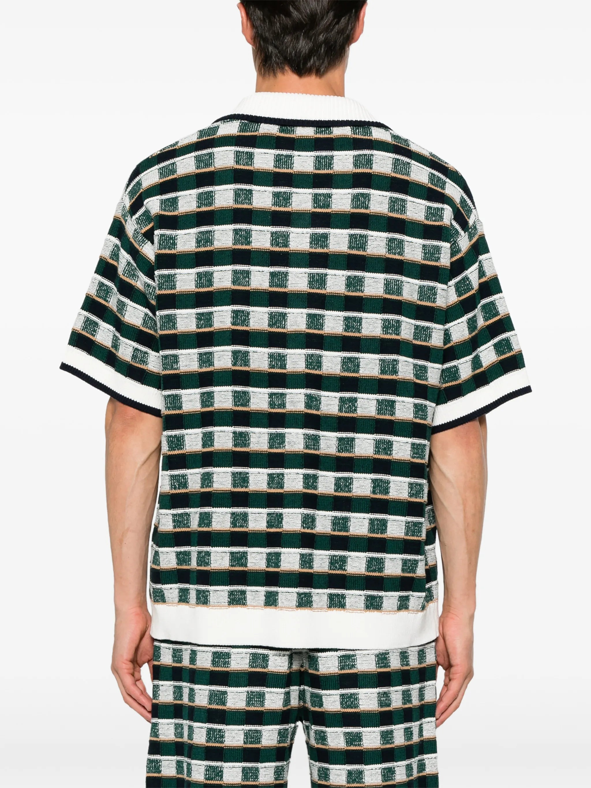 check-knit short-sleeve shirt