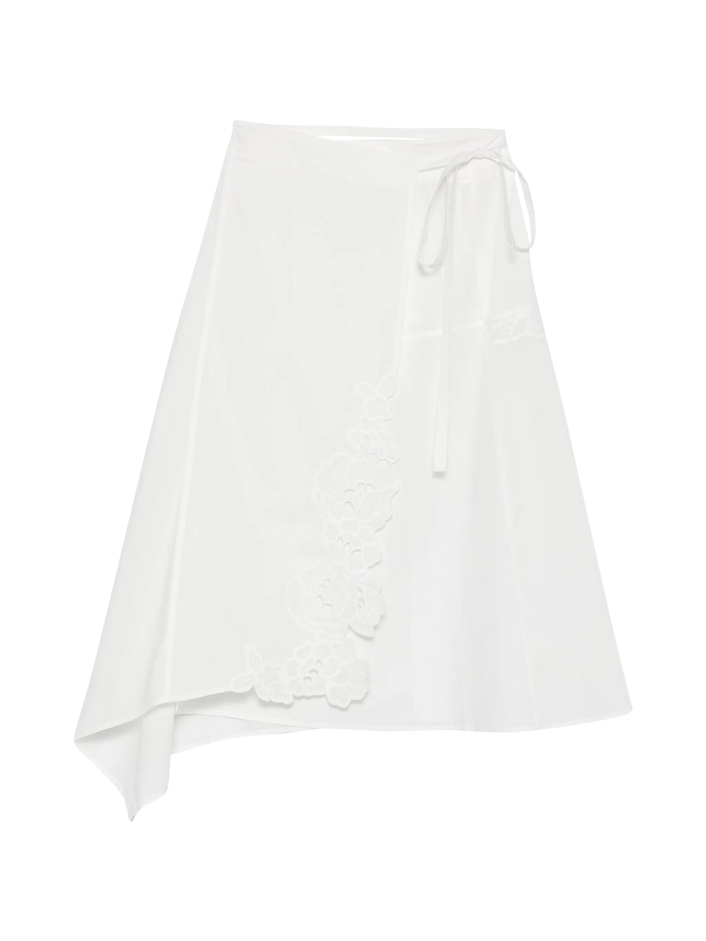 lace-embellished midi skirt