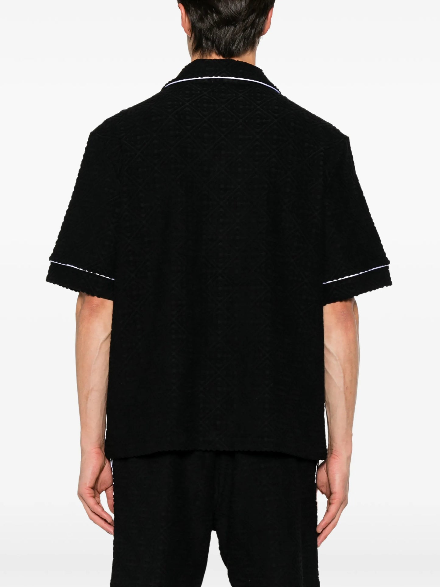 contrast-trim logo-patch shirt