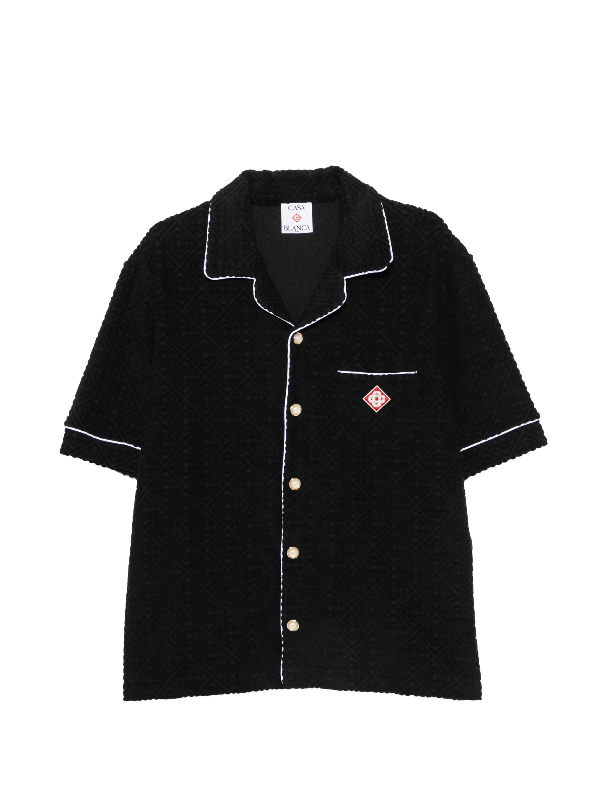 contrast-trim logo-patch shirt
