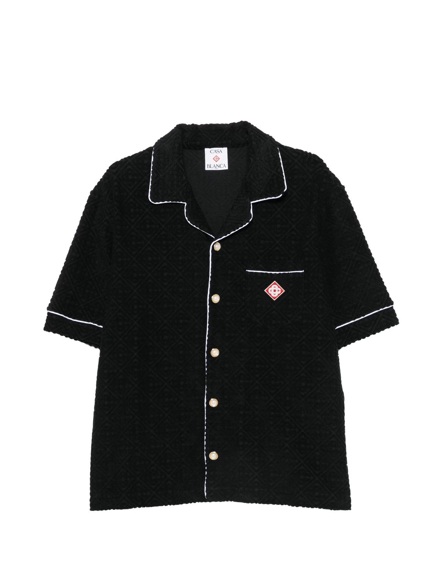 contrast-trim logo-patch shirt